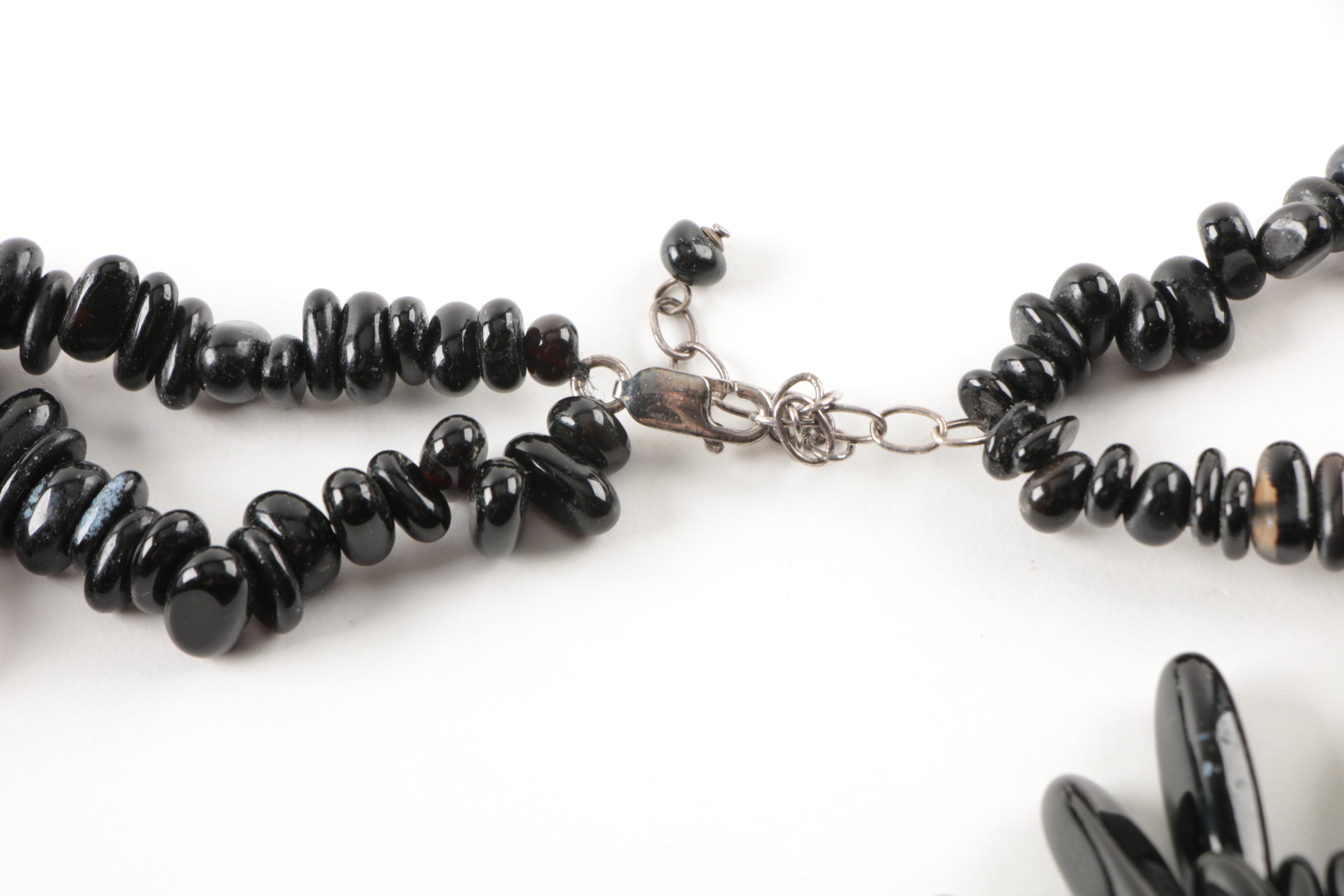 Sterling Silver Beaded Necklaces Including Black Onyx