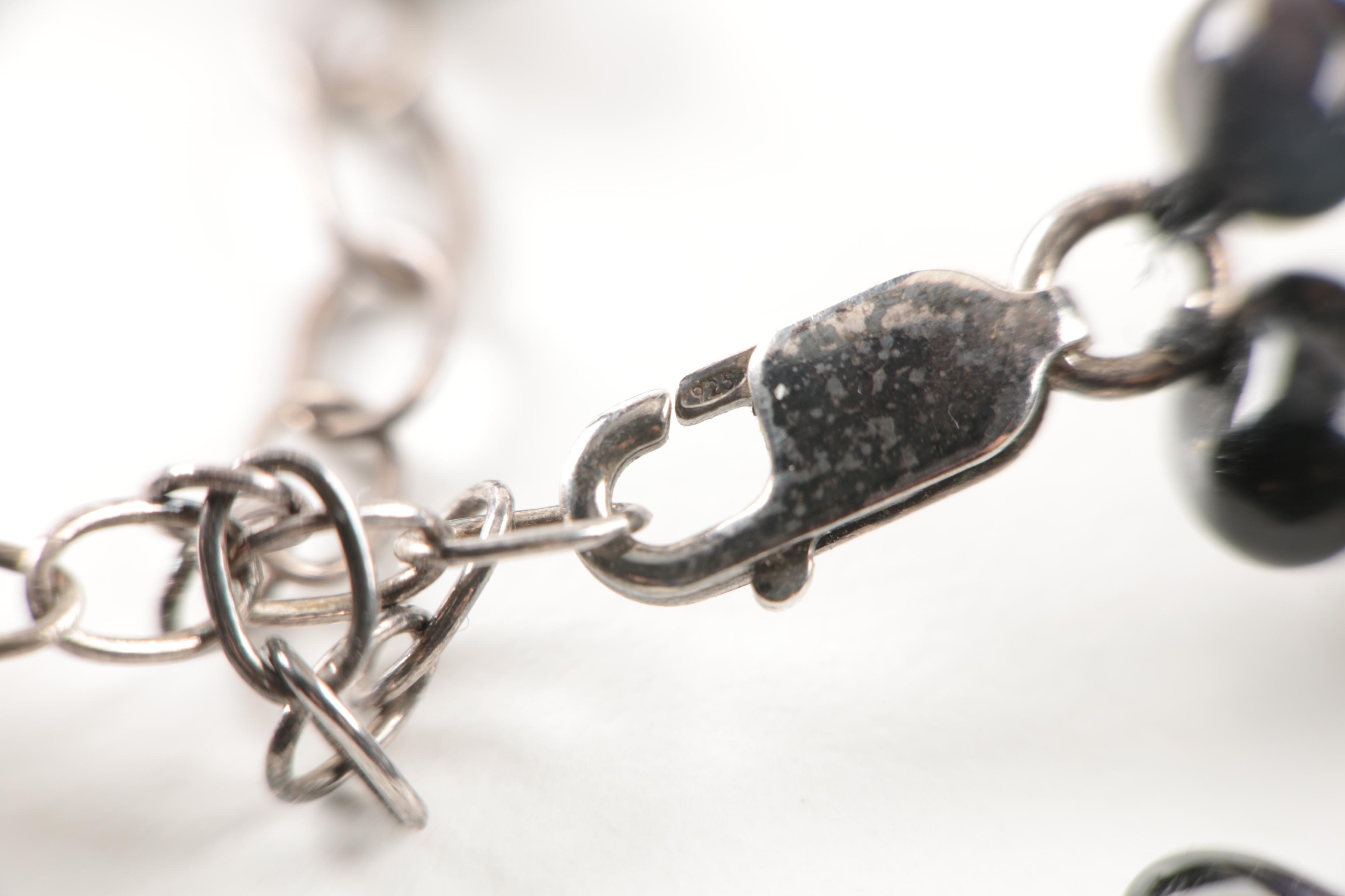 Sterling Silver Beaded Necklaces Including Black Onyx