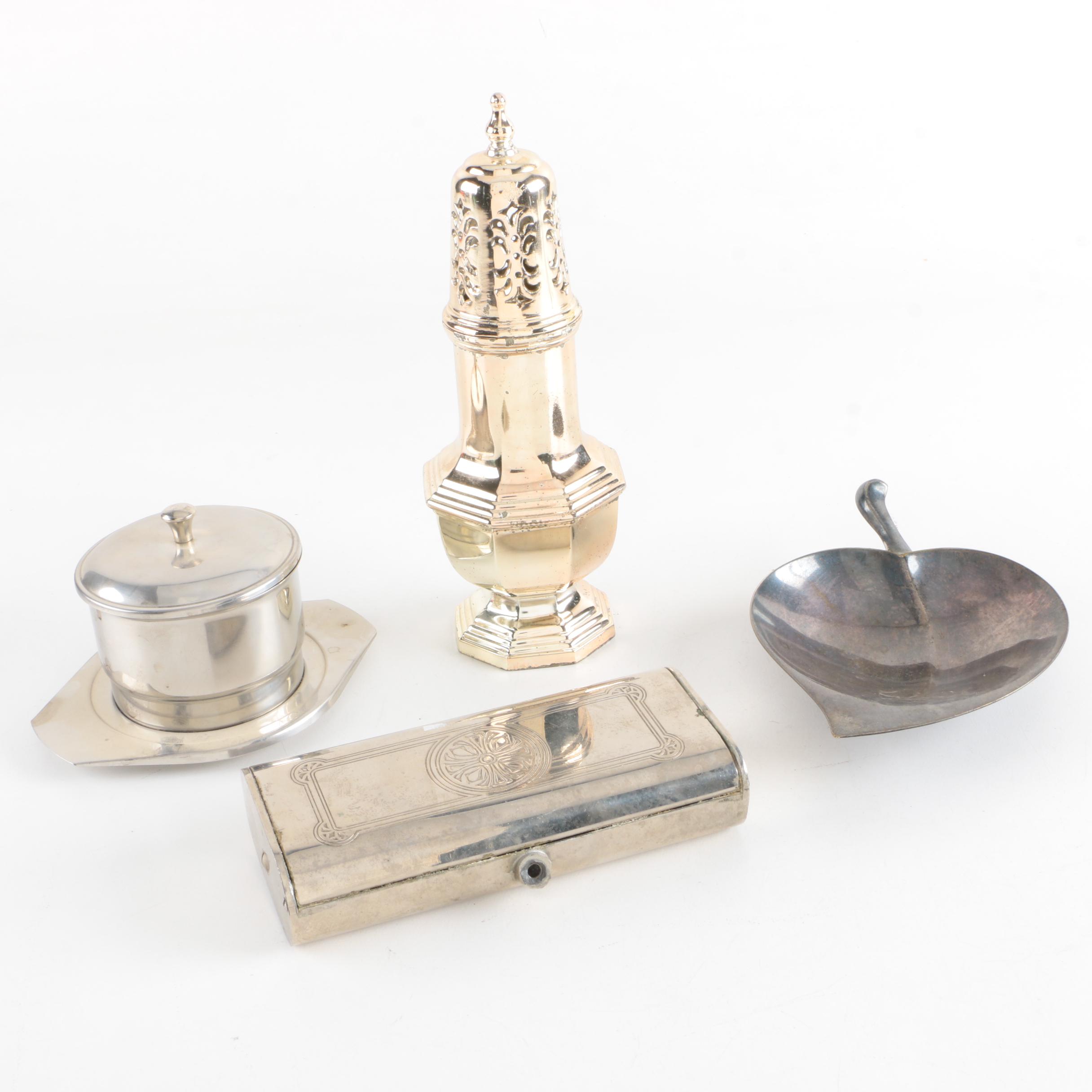 Wilmort Chicago Crumb Sweeper and Other Silver Plate Tableware