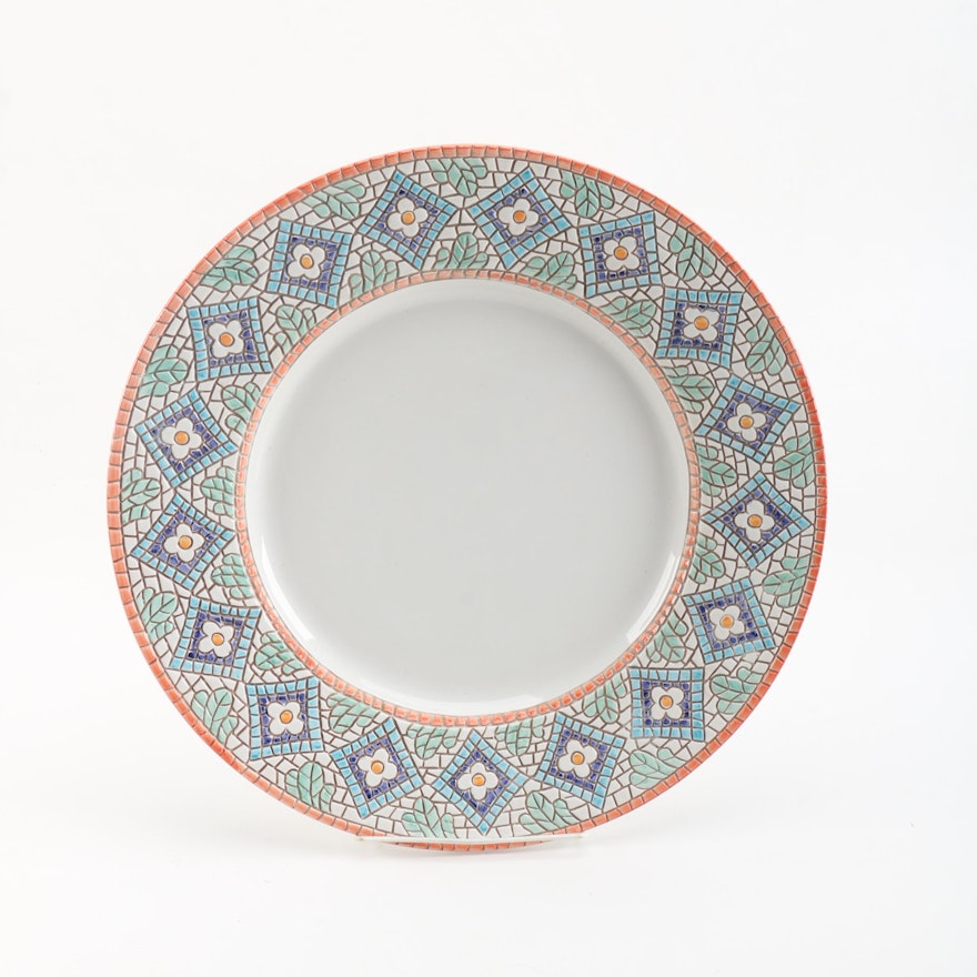 Neiman Marcus Hand-Painted Mosaic Style Ceramic Plate