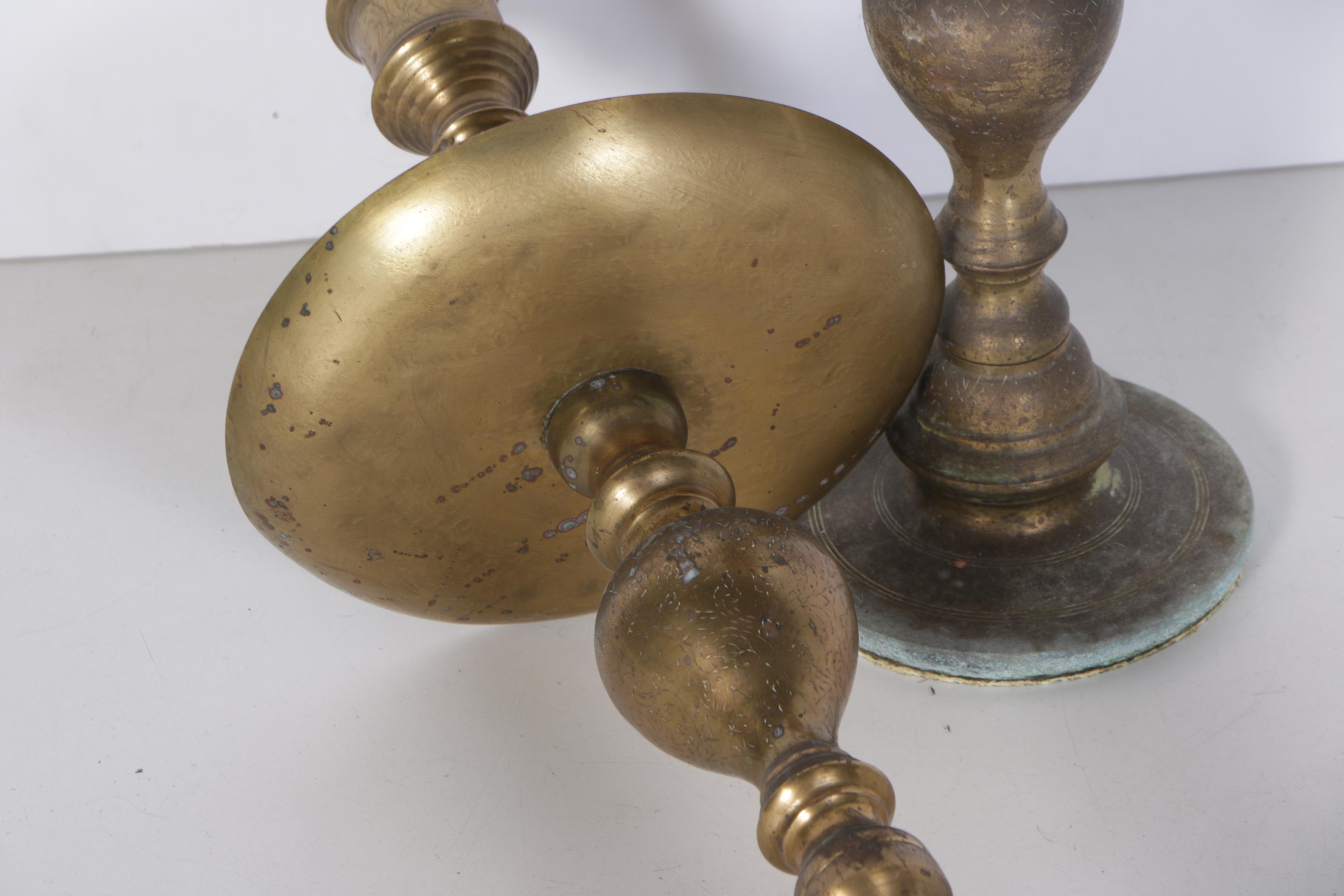 Pair of Tall Vintage Brass Altar Candlesticks