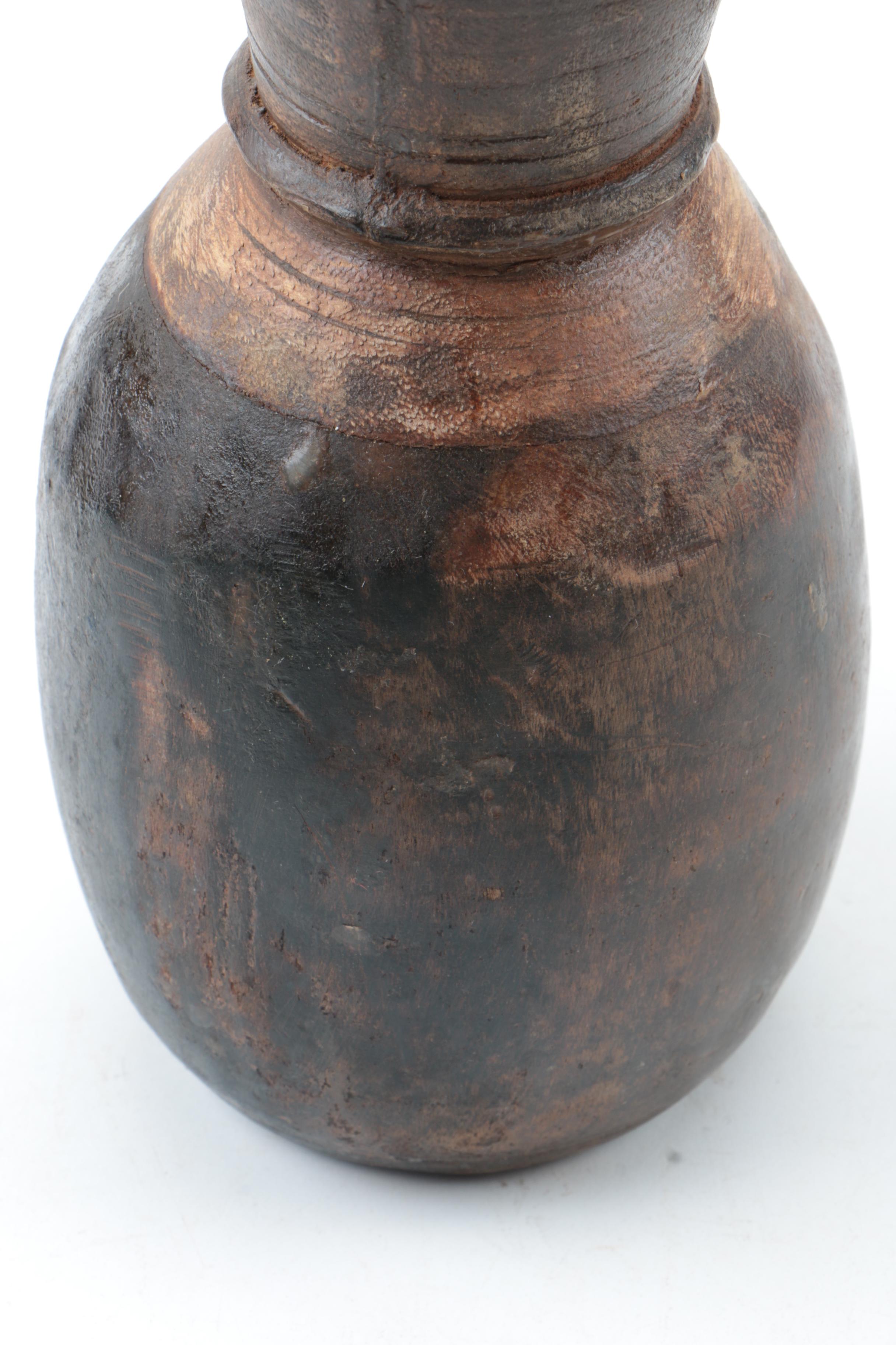 Vintage Carved Wood Bowls, Vase, and Lacquered Trays