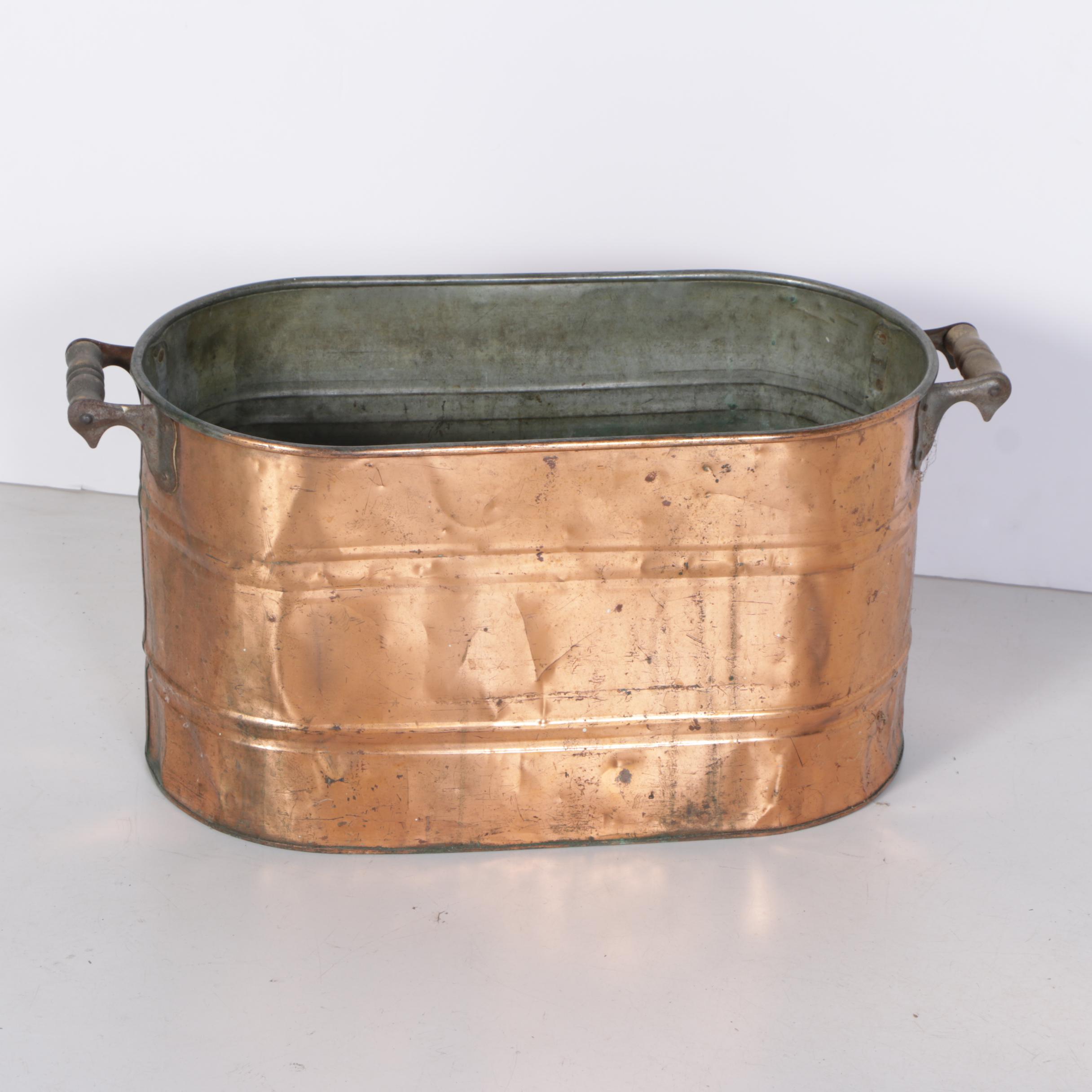Oval Copper Boiler Wash Tub with Handles