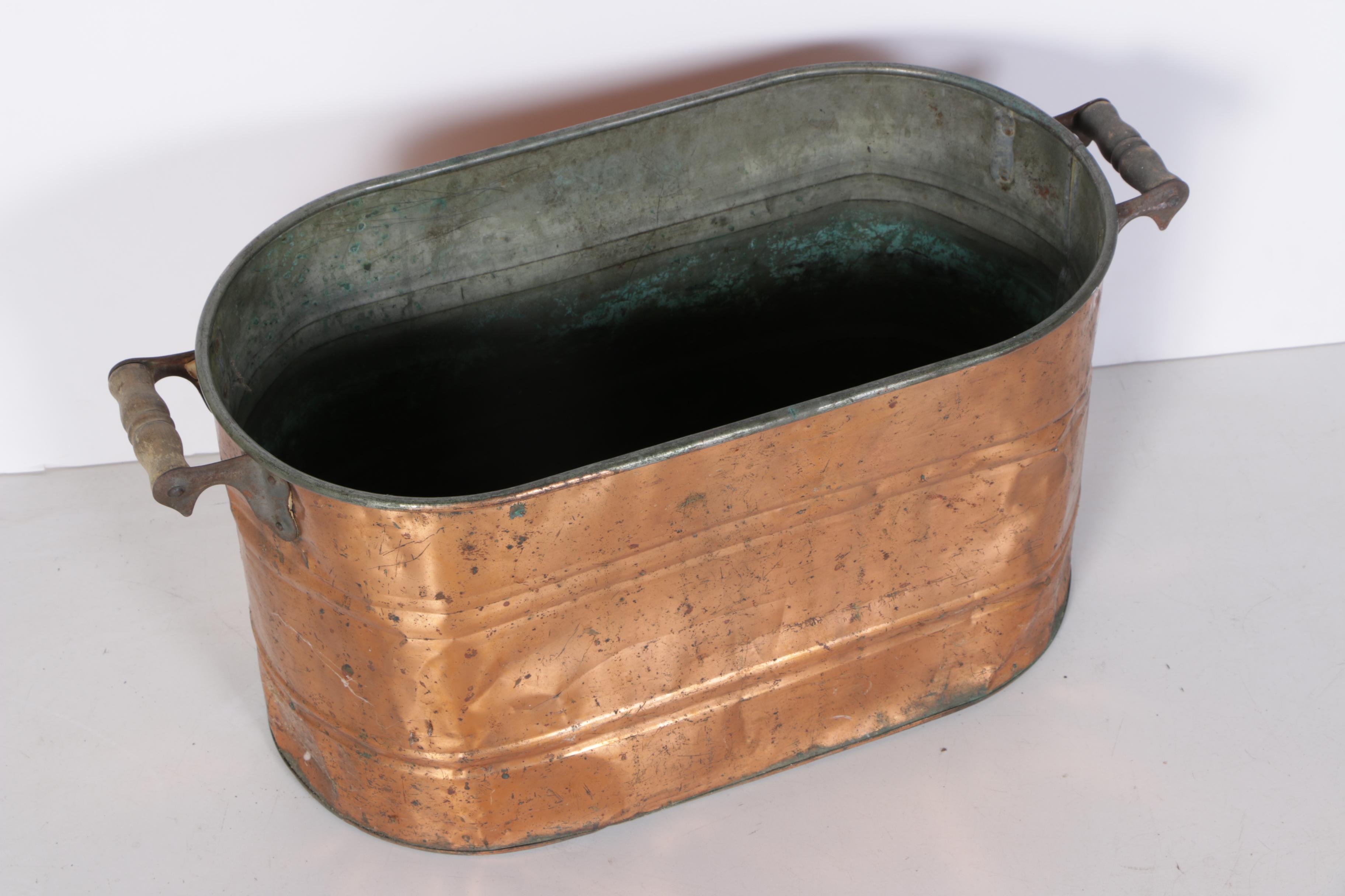 Oval Copper Boiler Wash Tub with Handles