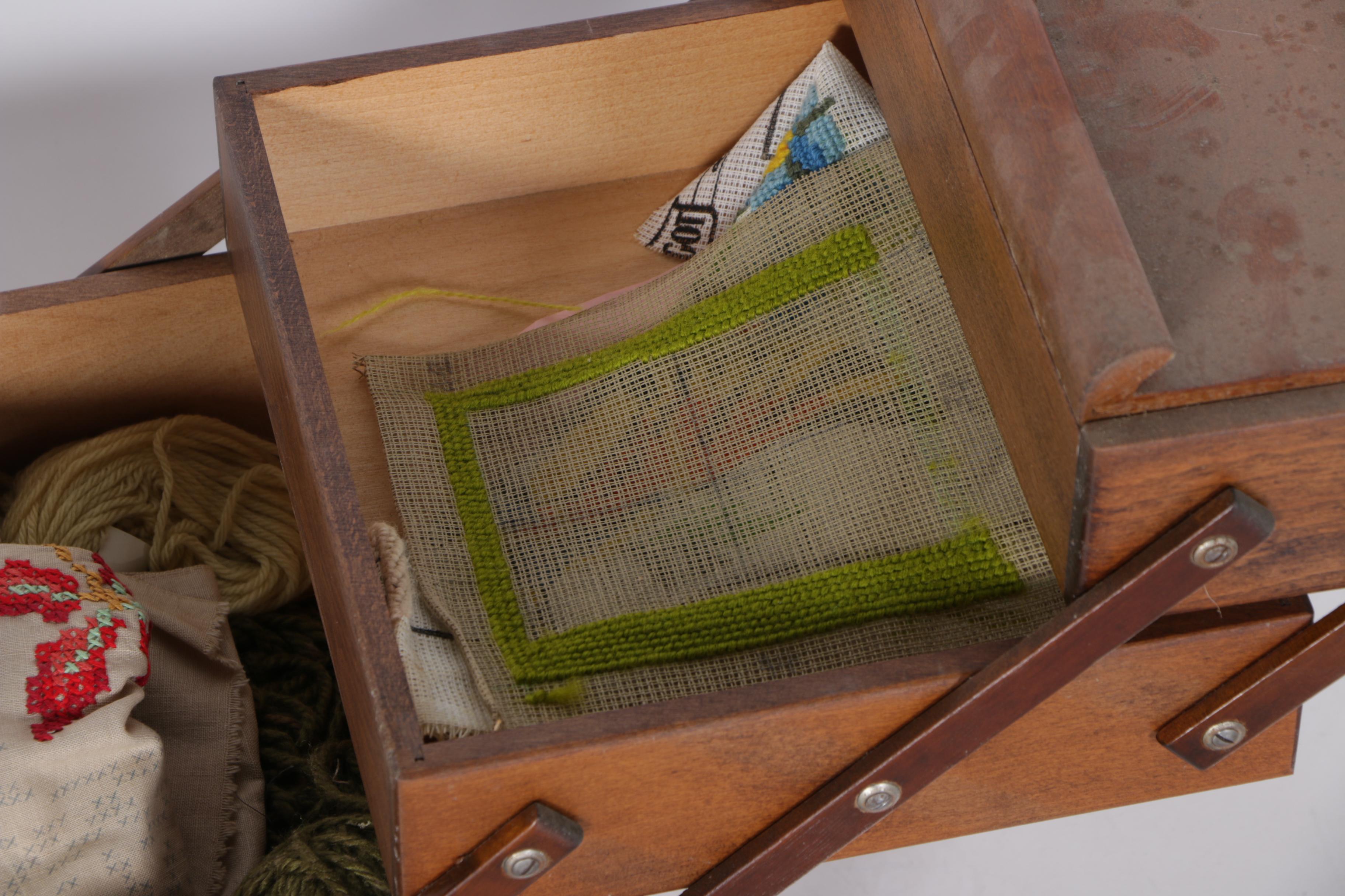 Norwegian Sewing Basket on Stand and Contents