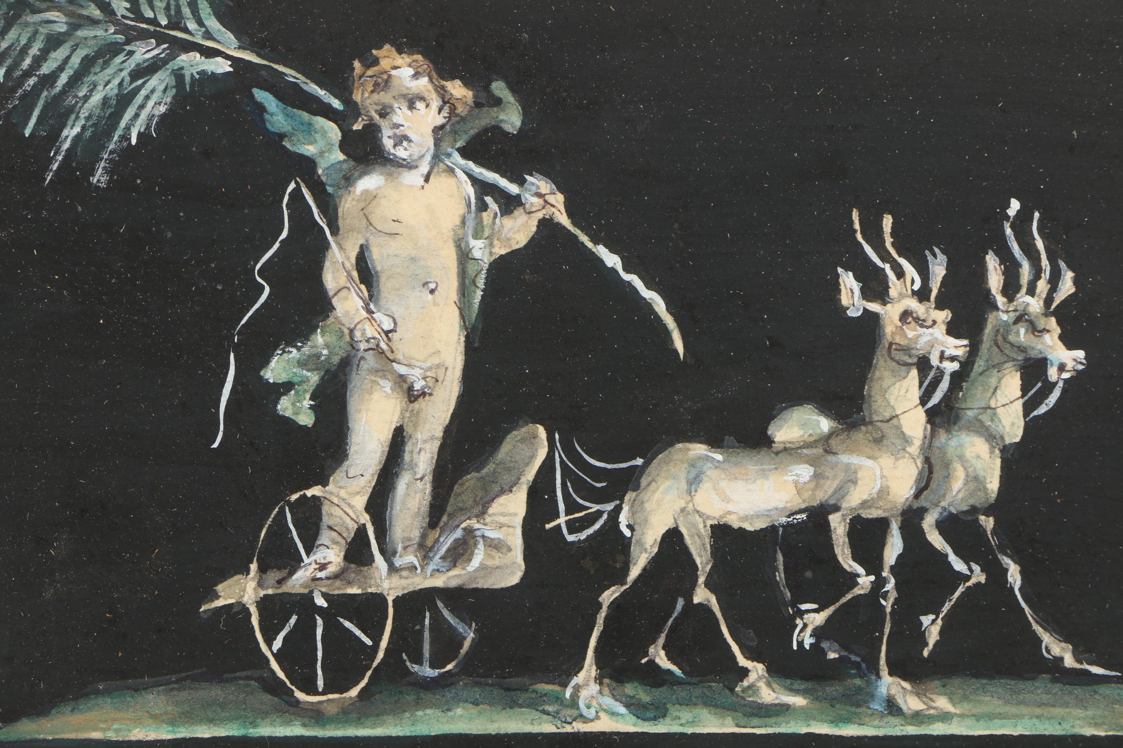 Antonio Francione Gouache Paintings "Pompei, La Corsa" & "Pompei, I Vinai"