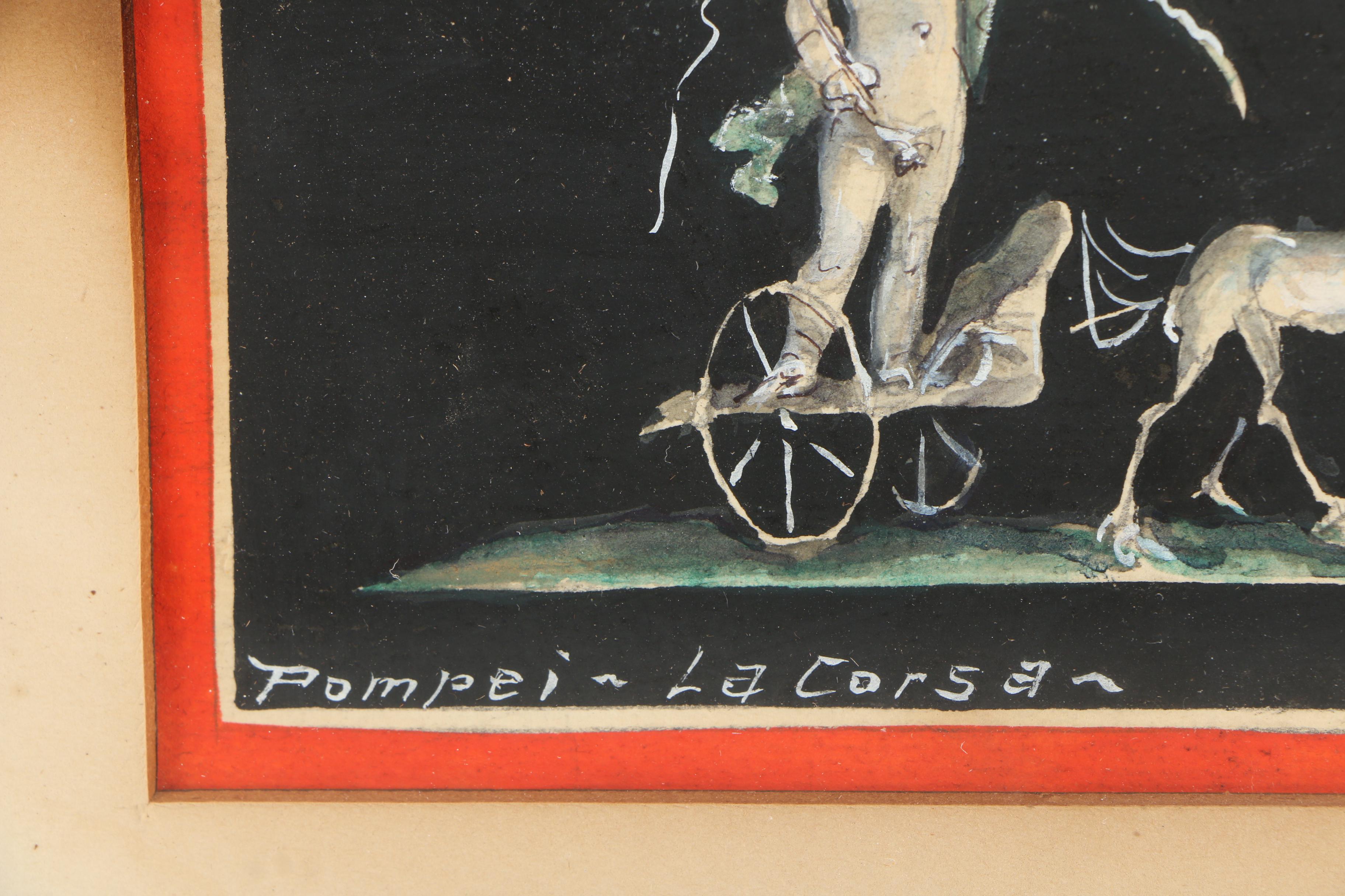 Antonio Francione Gouache Paintings "Pompei, La Corsa" & "Pompei, I Vinai"