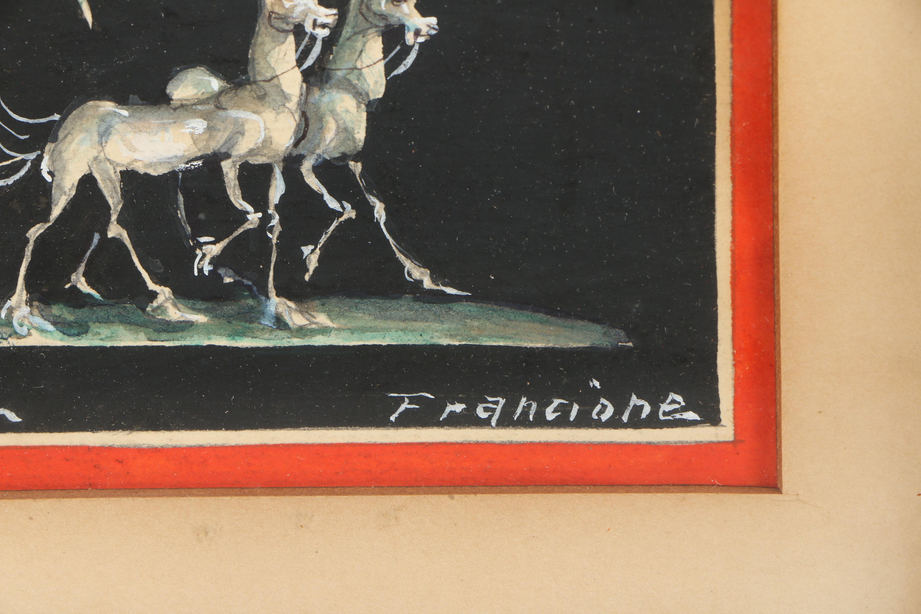 Antonio Francione Gouache Paintings "Pompei, La Corsa" & "Pompei, I Vinai"