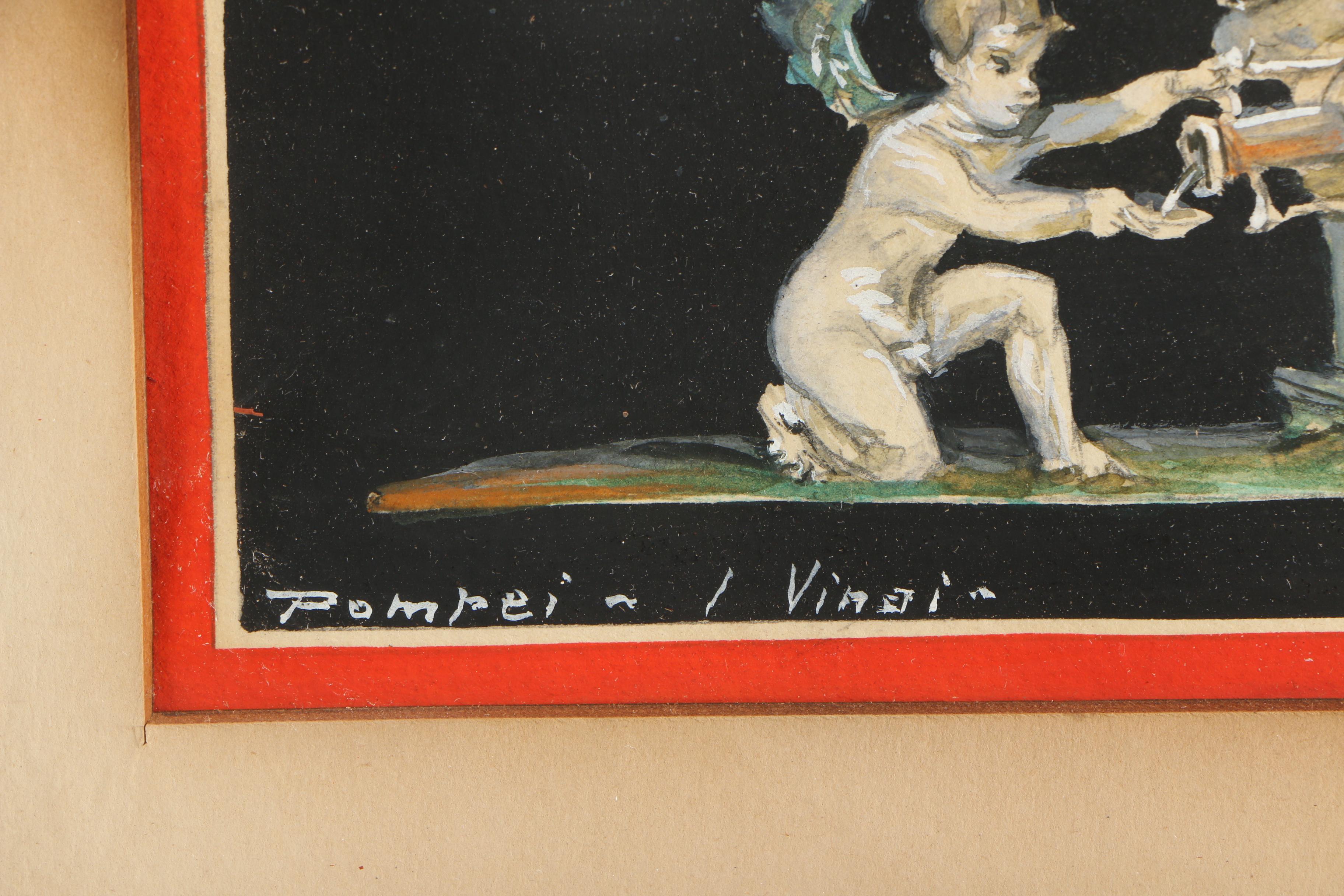 Antonio Francione Gouache Paintings "Pompei, La Corsa" & "Pompei, I Vinai"