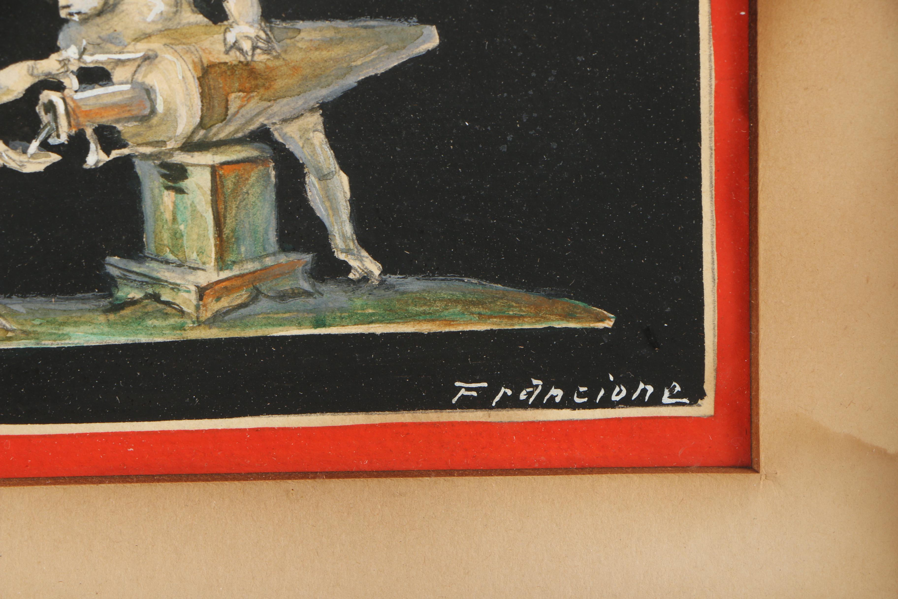 Antonio Francione Gouache Paintings "Pompei, La Corsa" & "Pompei, I Vinai"