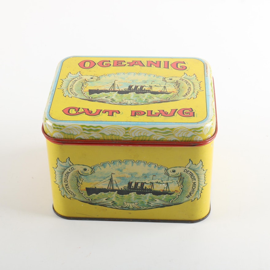 Vintage Oceanic Cut Plug Tobacco Tin