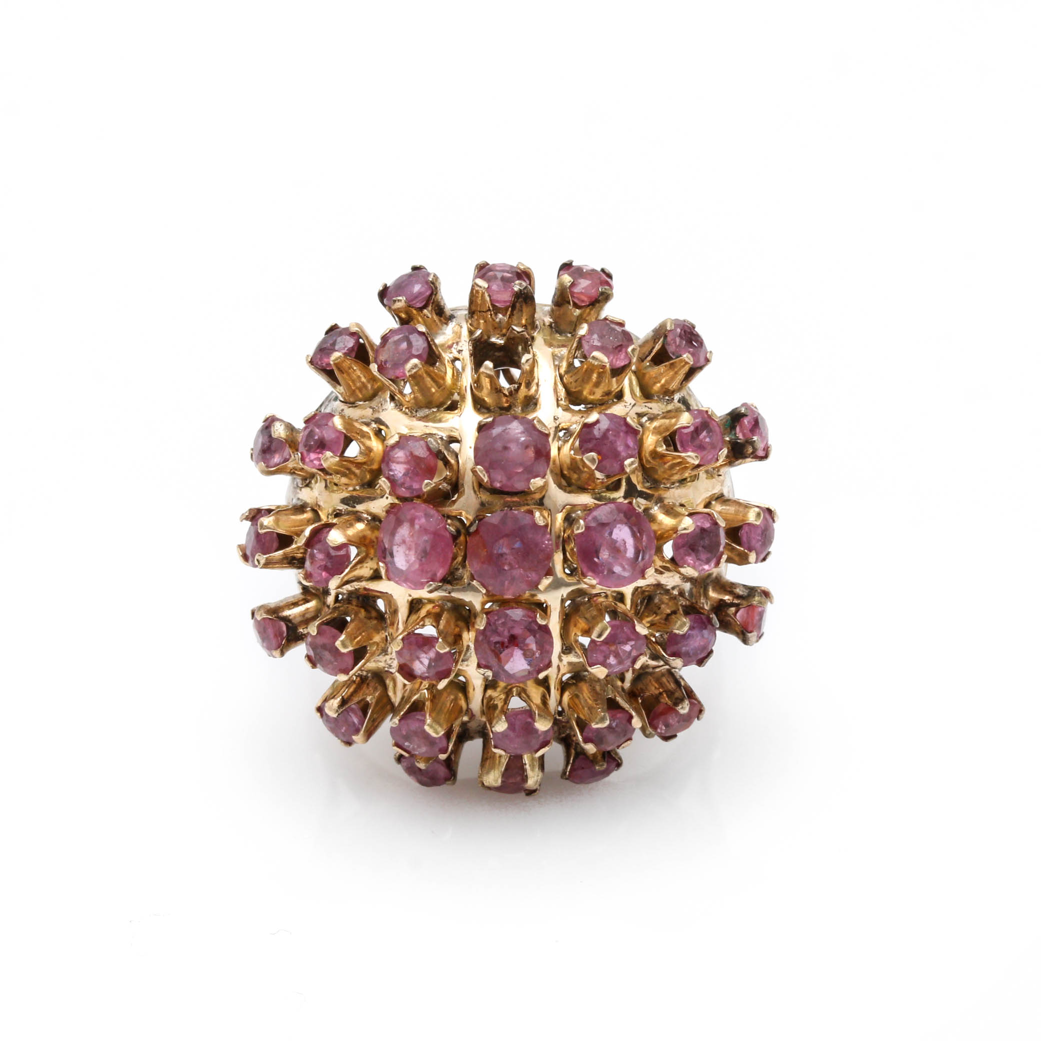 14K Yellow Gold Ruby Cluster Ring