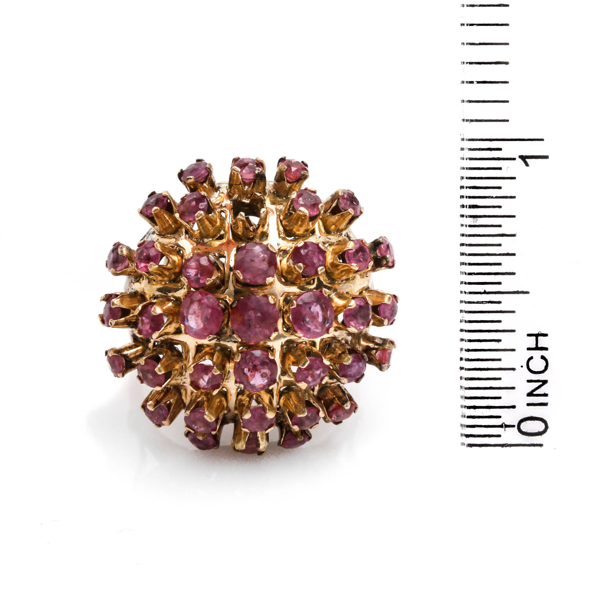 14K Yellow Gold Ruby Cluster Ring