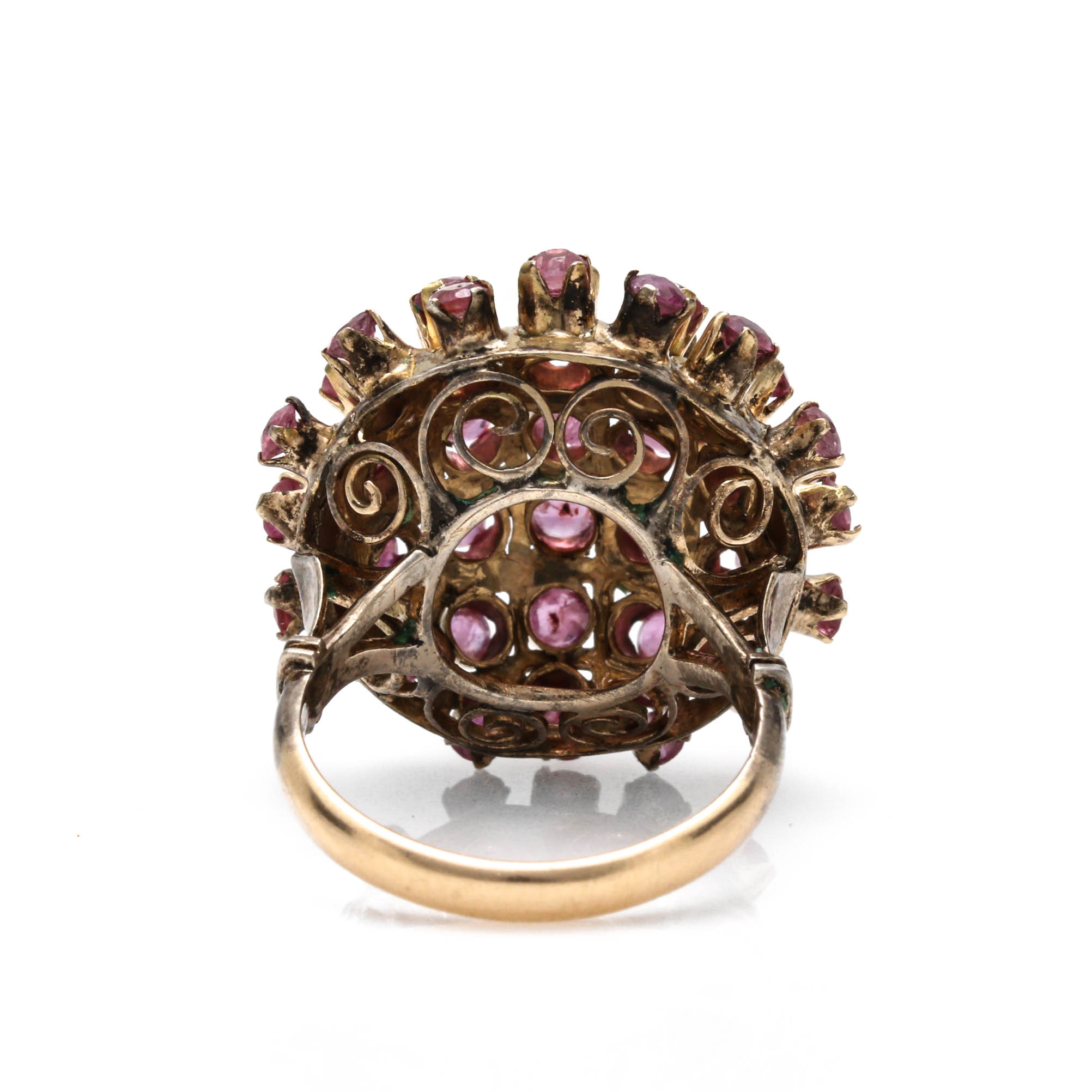 14K Yellow Gold Ruby Cluster Ring