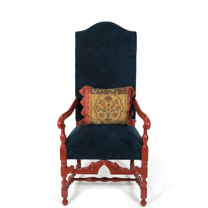 Contemporary William and Mary Style Upholstered Armchair