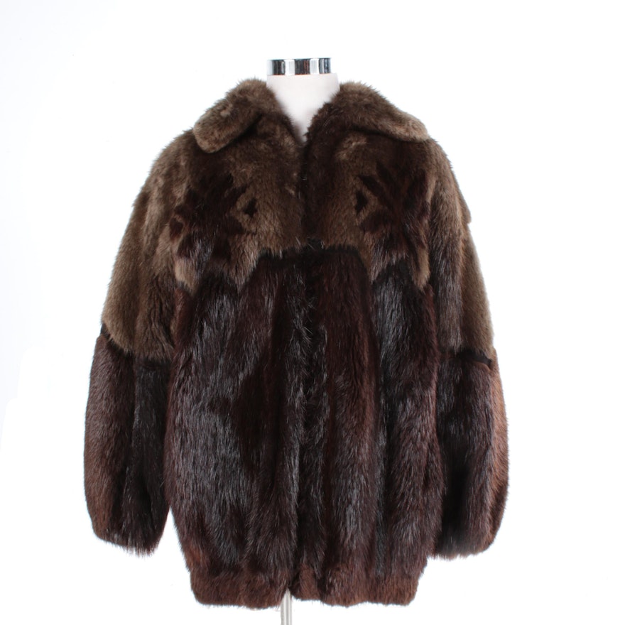 Natural North Beaver and Muskrat Fur Coat