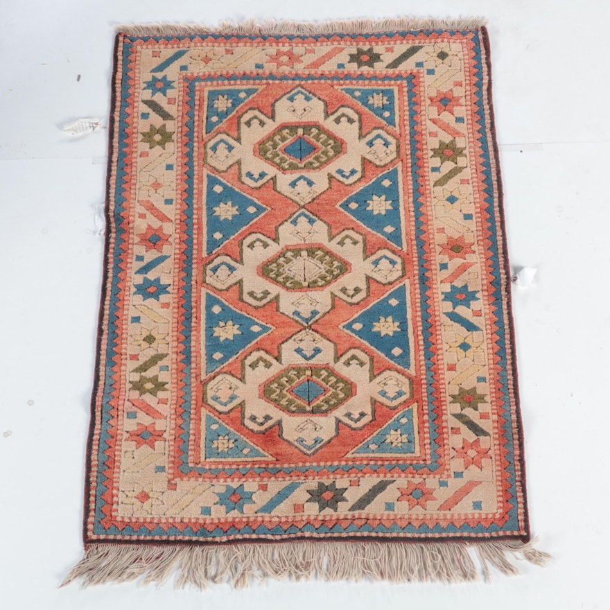 Hand-Knotted and Carved Erivan Turkish Area Rug