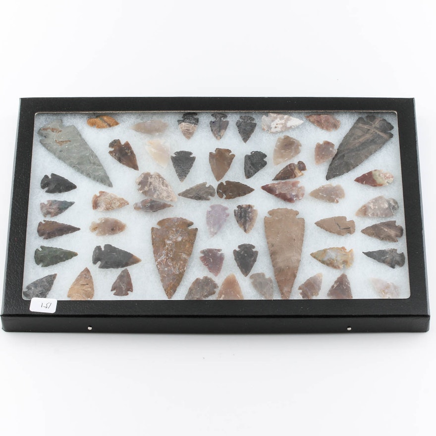 Collection of Fifty Native American Style Arrowheads