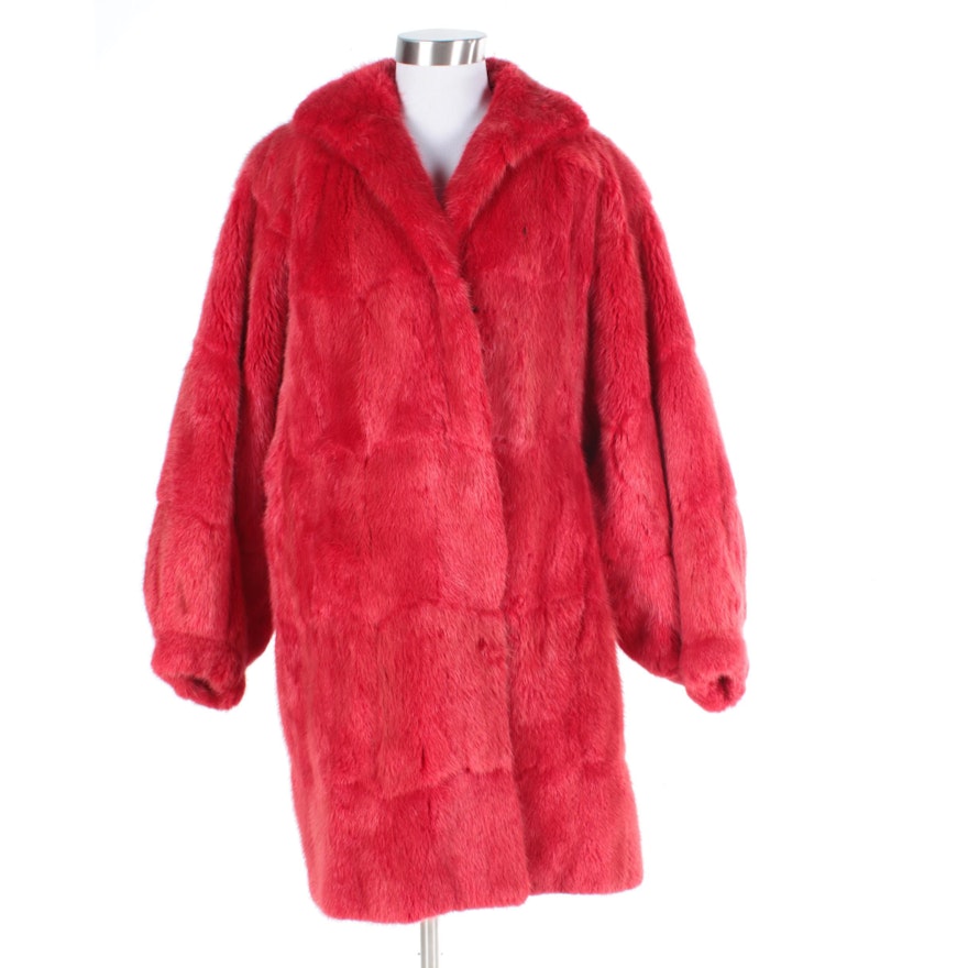 Women's I.Magnin Dyed Red Beaver Fur Coat
