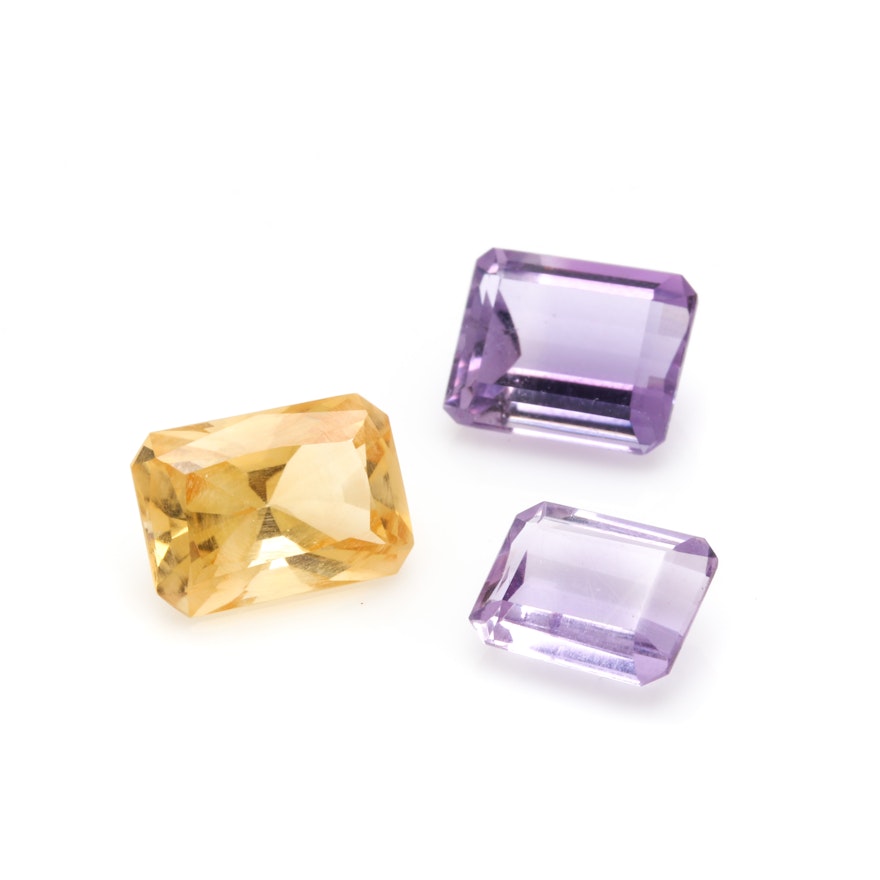 Loose 3.45 CT Citrine and 5.35 CTW Amethysts