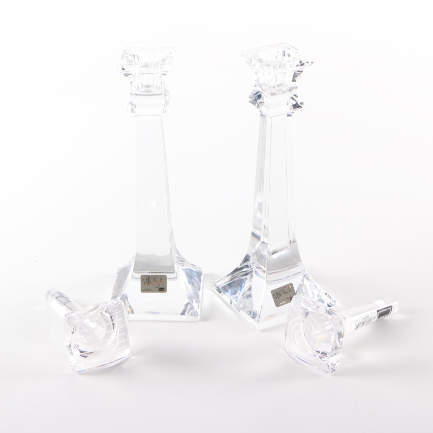 Mikasa Crystal Candlesticks and Bottle Stoppers