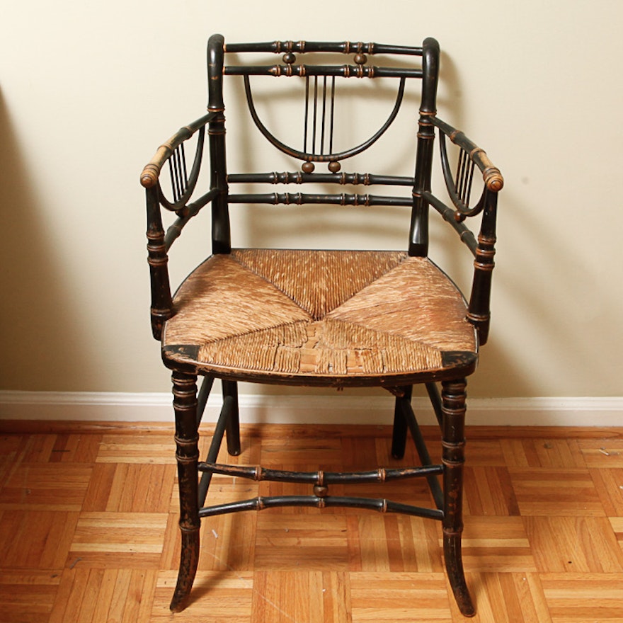 Antique English Regency Bamboo-Turned Fancy Chair