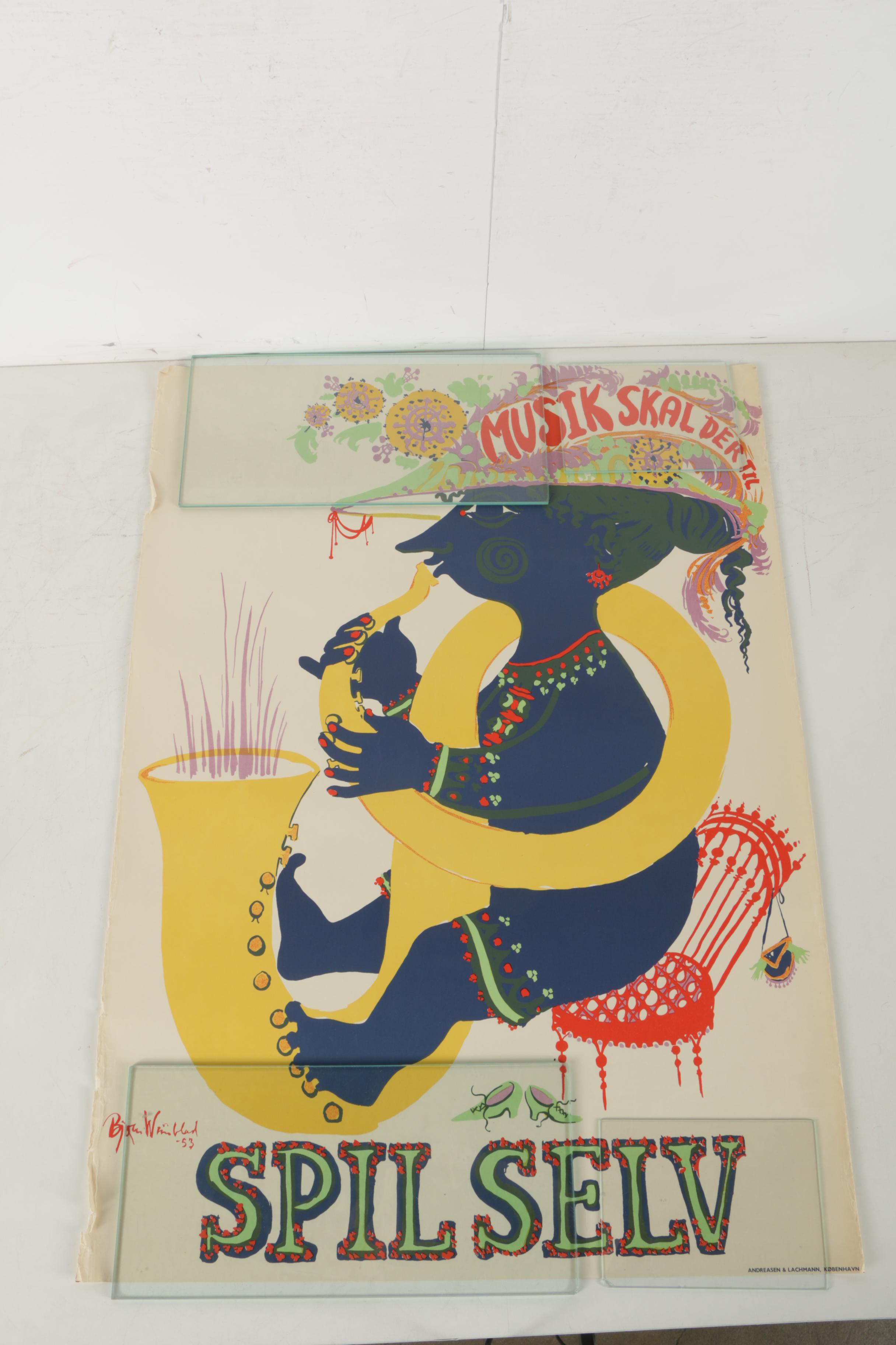 Vintage Danish and French Serigraph Posters Featuring Bjorn Wiinblad