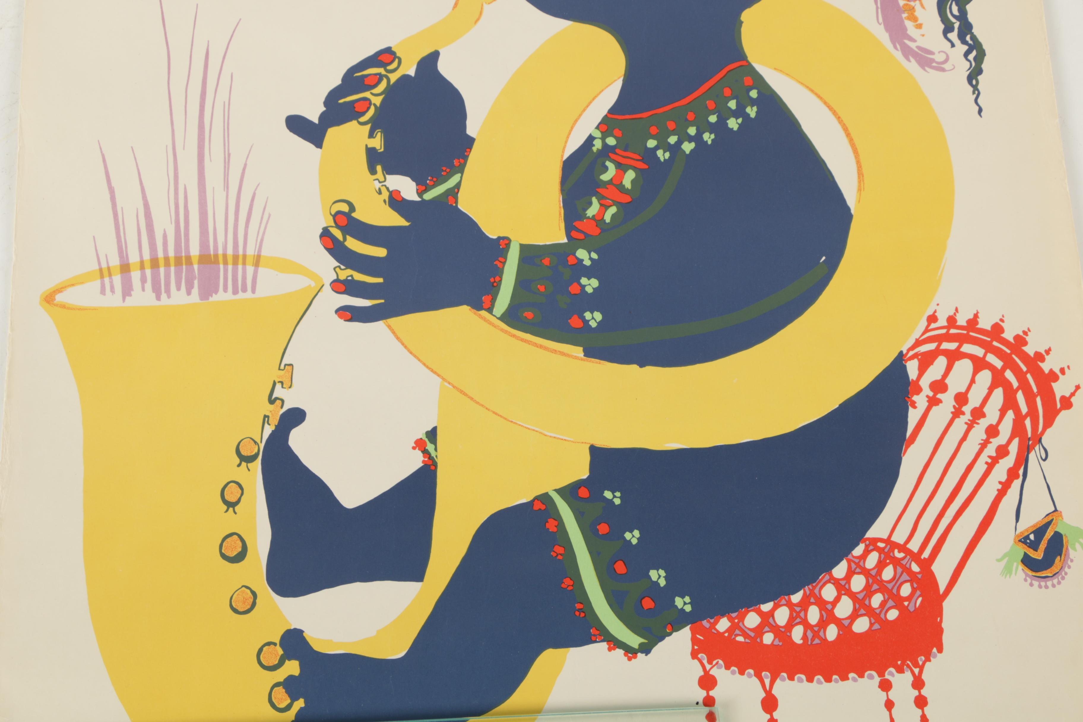 Vintage Danish and French Serigraph Posters Featuring Bjorn Wiinblad