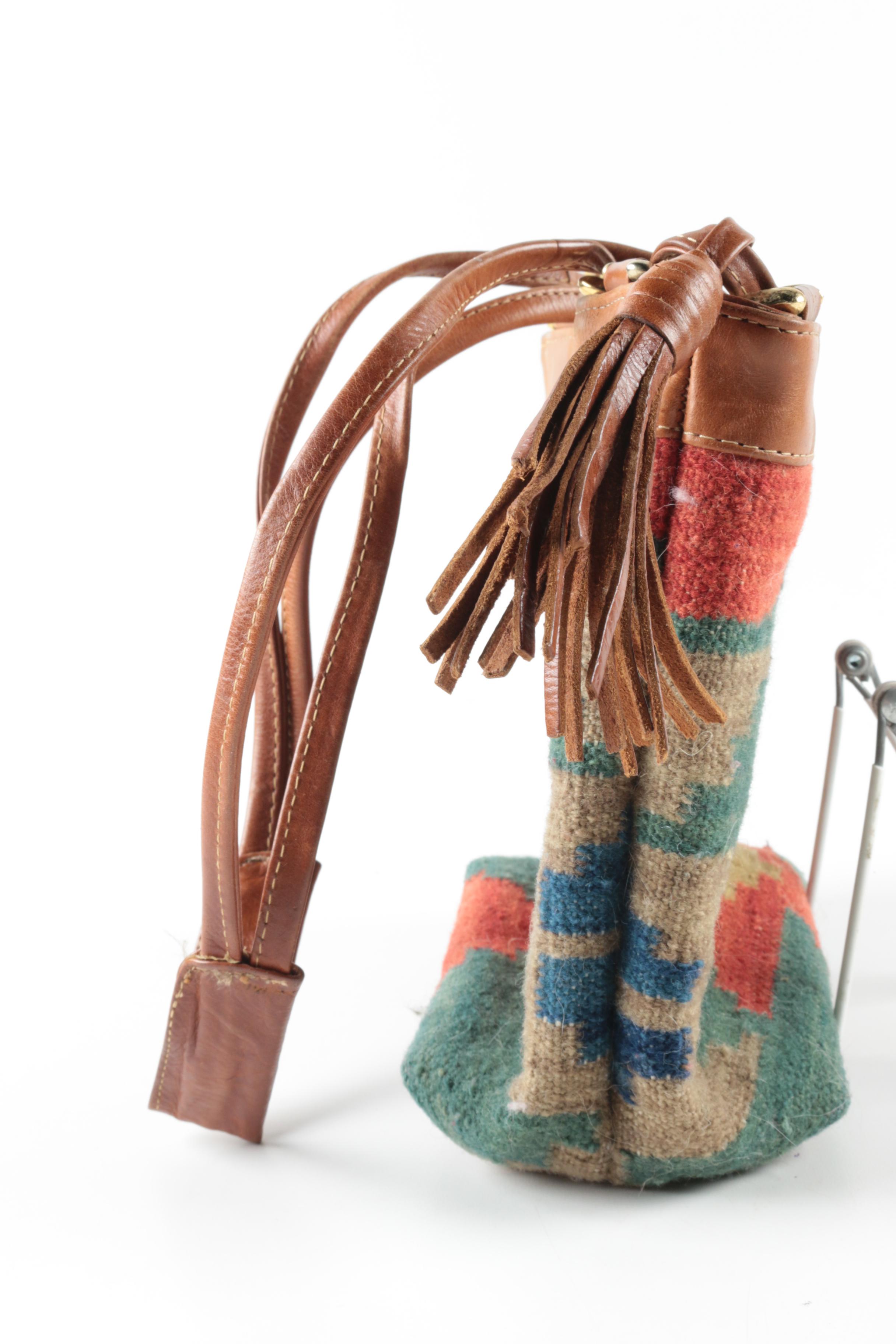 Handwoven Wool Kilim and Leather Handbags