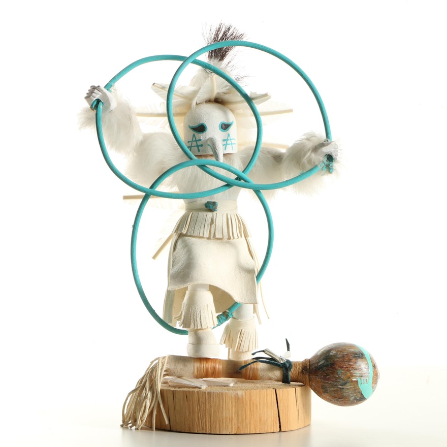 Navajo Style Hoop Dancer Kachina Doll with Rattle