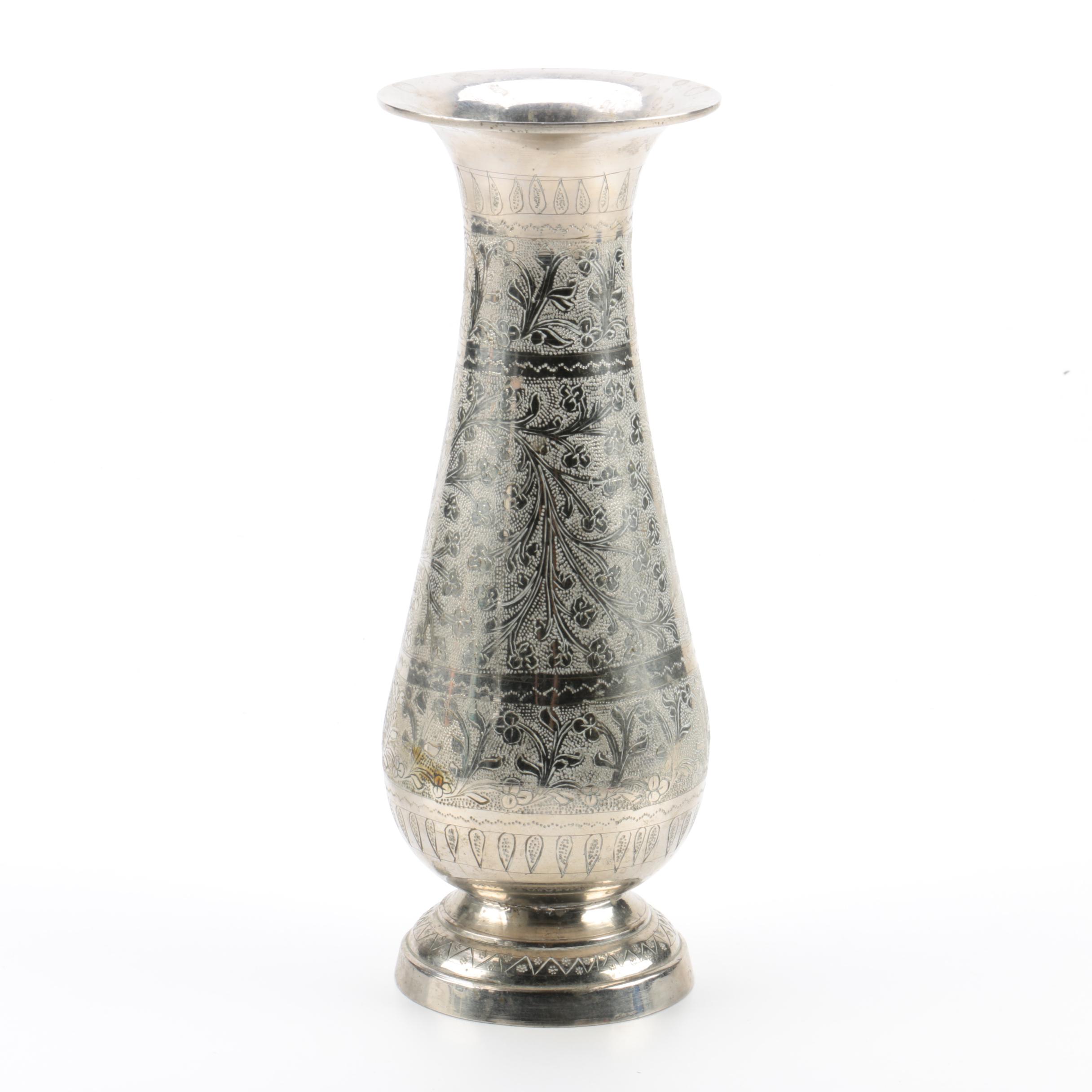 Indian Etched Metal Vase