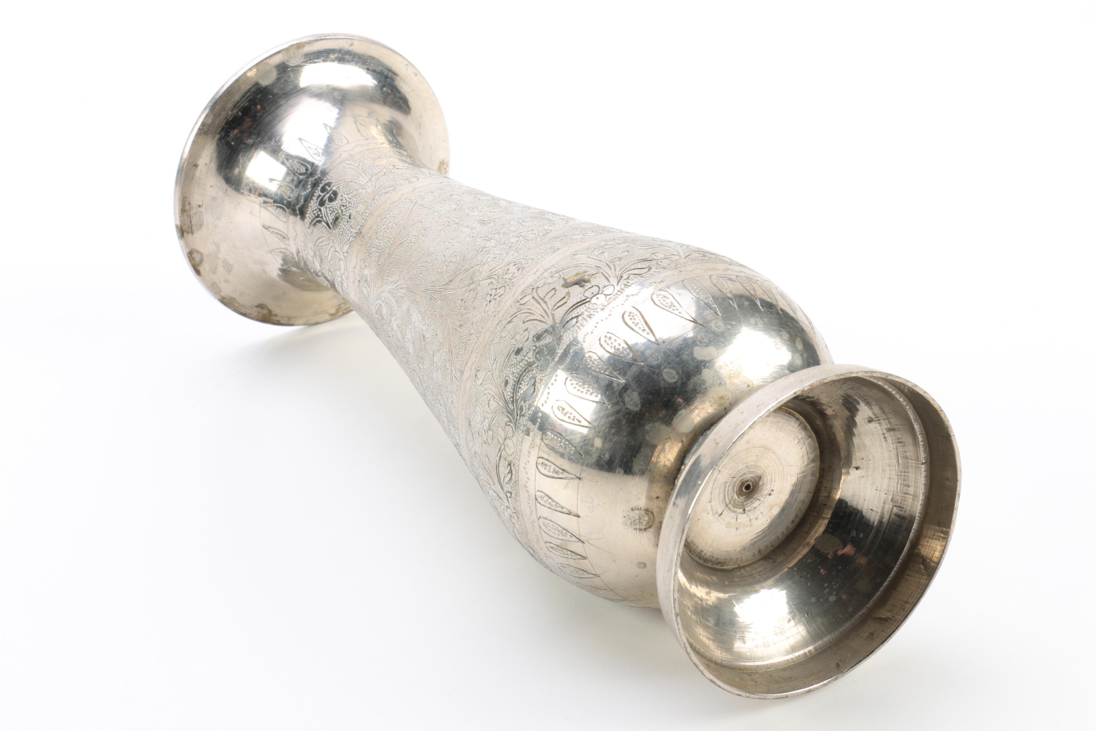 Indian Etched Metal Vase