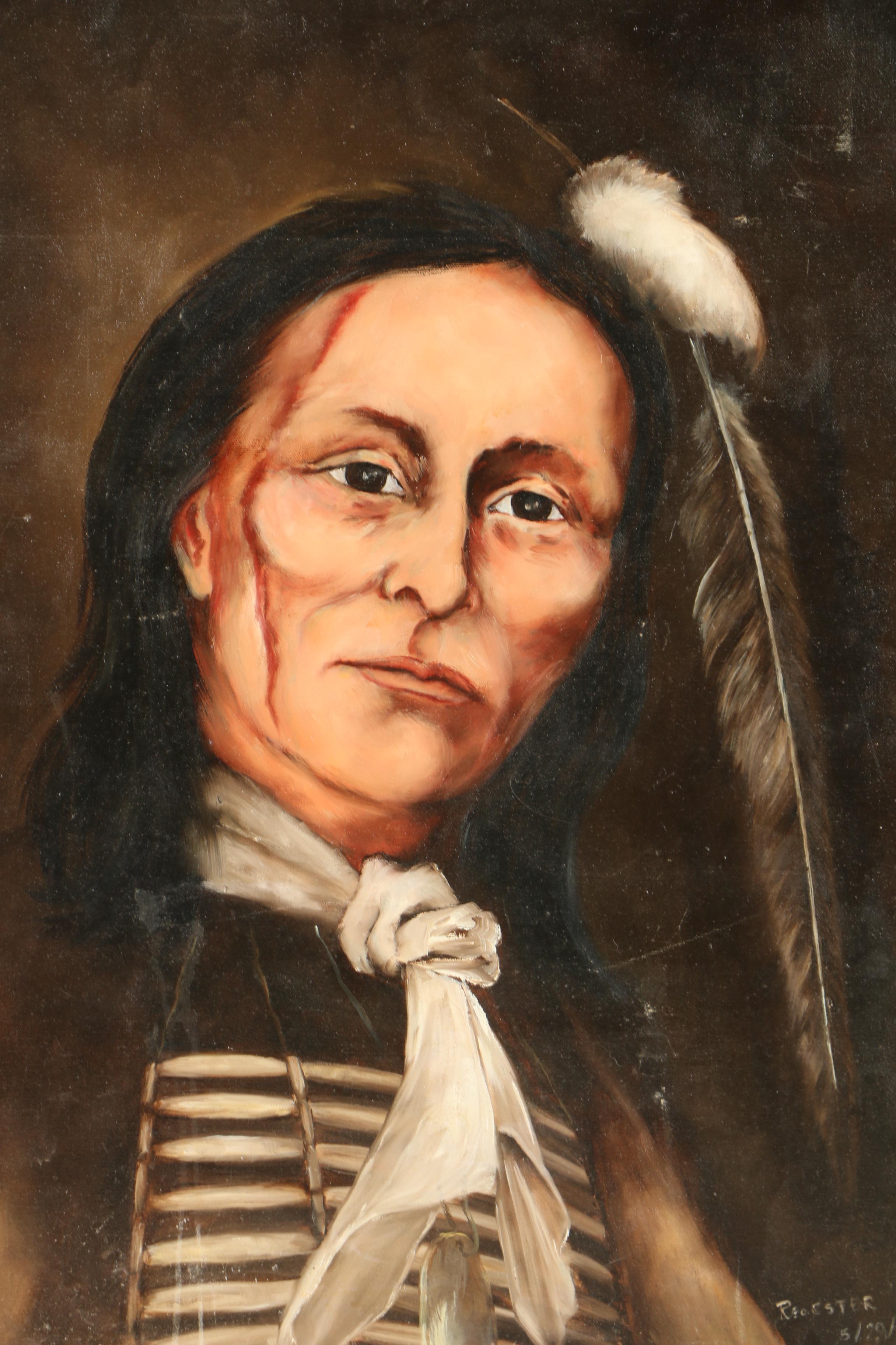 1979 Oil Painting of a Native American
