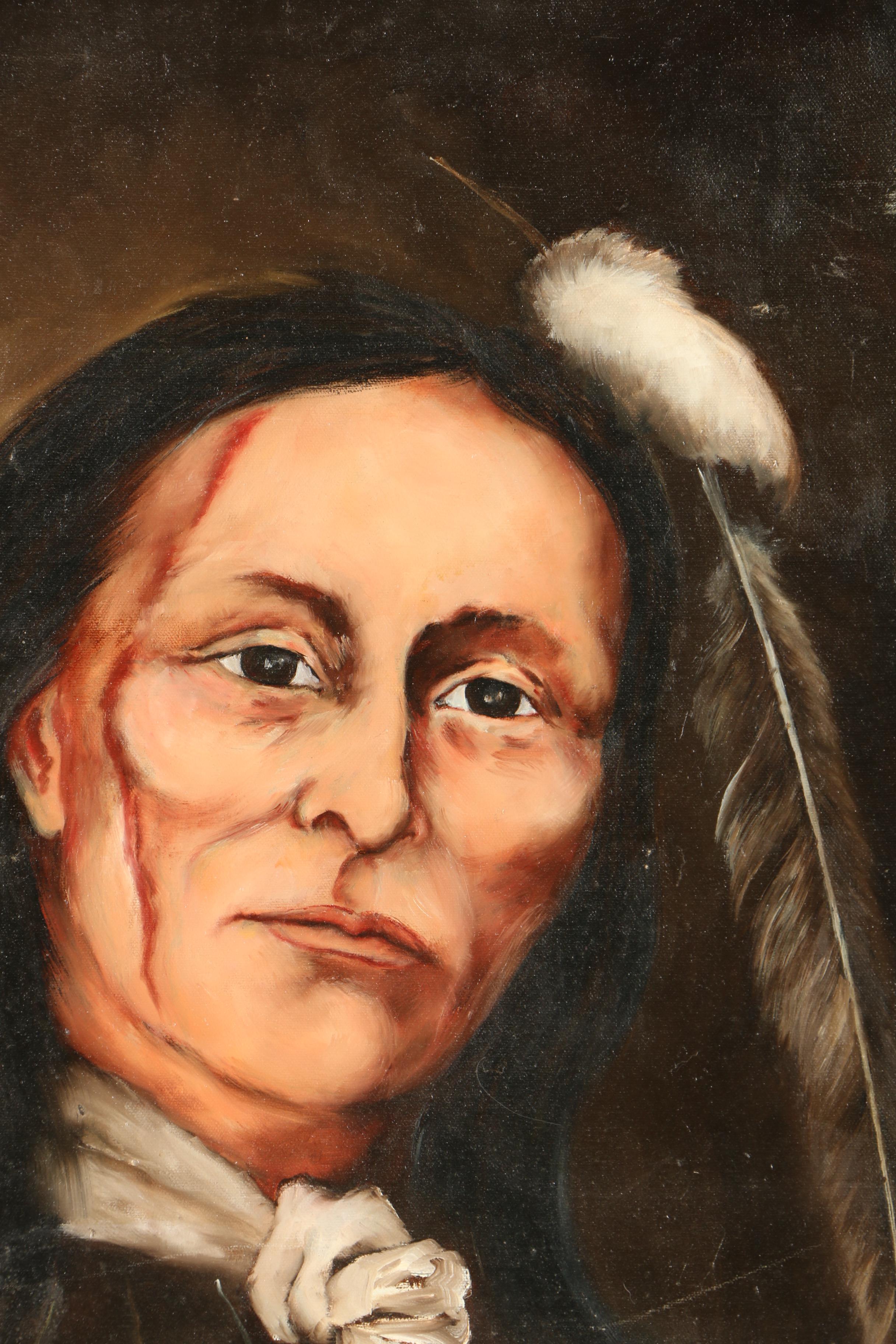 1979 Oil Painting of a Native American