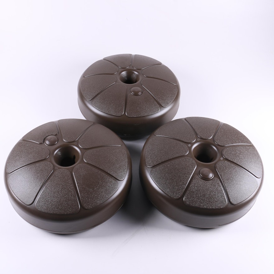 Three Brown Umbrella Bases by Adams