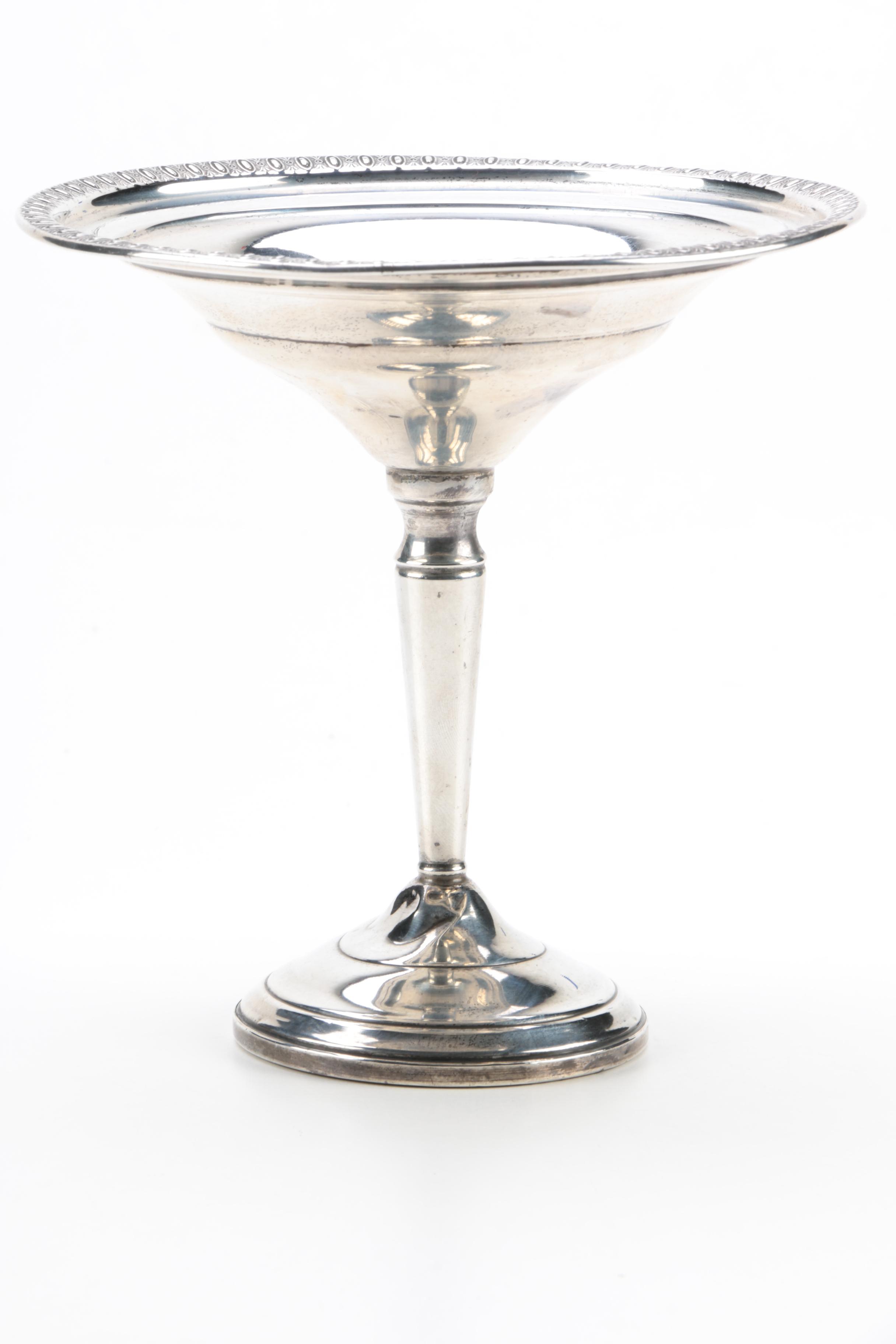 Ellmore Silver Co. Sterling Bowl and Weighted Egg-and-Dart Rim Sterling Compote