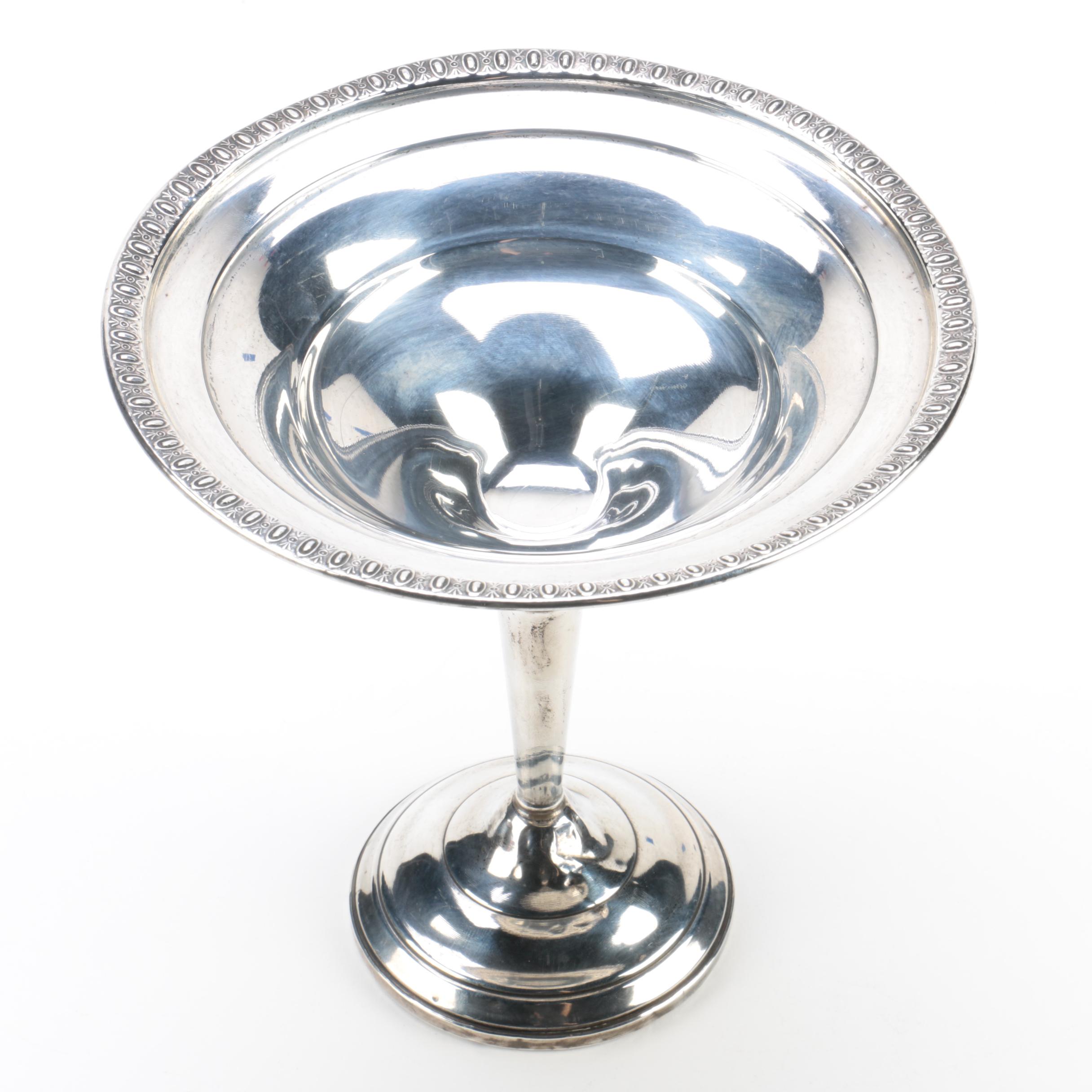 Ellmore Silver Co. Sterling Bowl and Weighted Egg-and-Dart Rim Sterling Compote