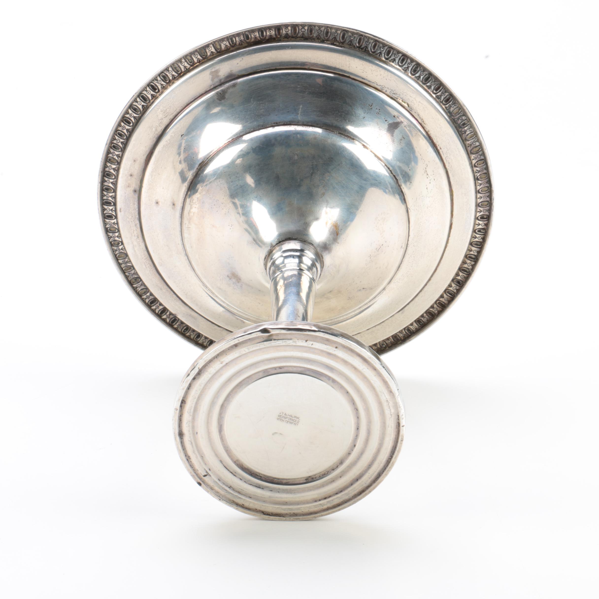 Ellmore Silver Co. Sterling Bowl and Weighted Egg-and-Dart Rim Sterling Compote