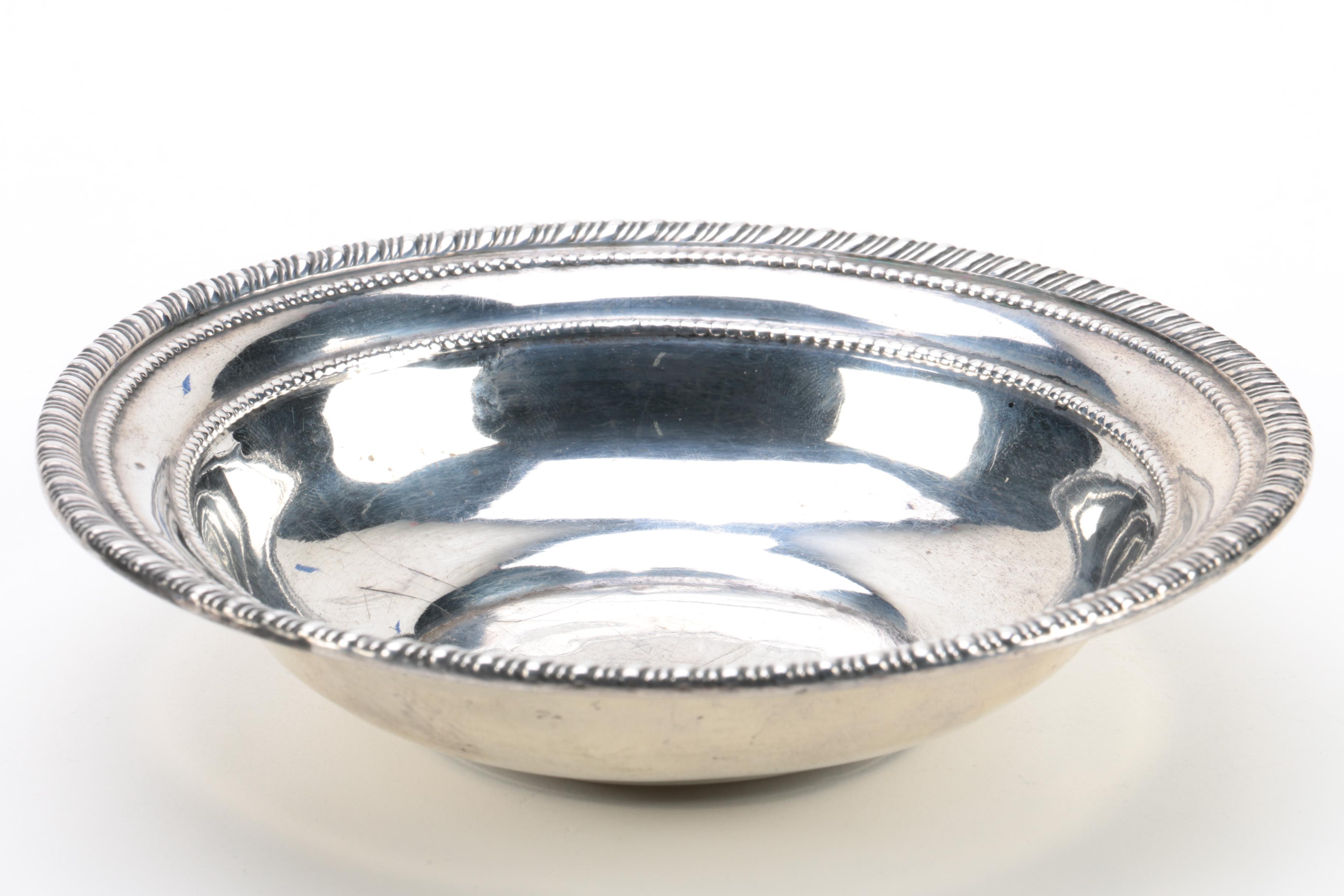 Ellmore Silver Co. Sterling Bowl and Weighted Egg-and-Dart Rim Sterling Compote