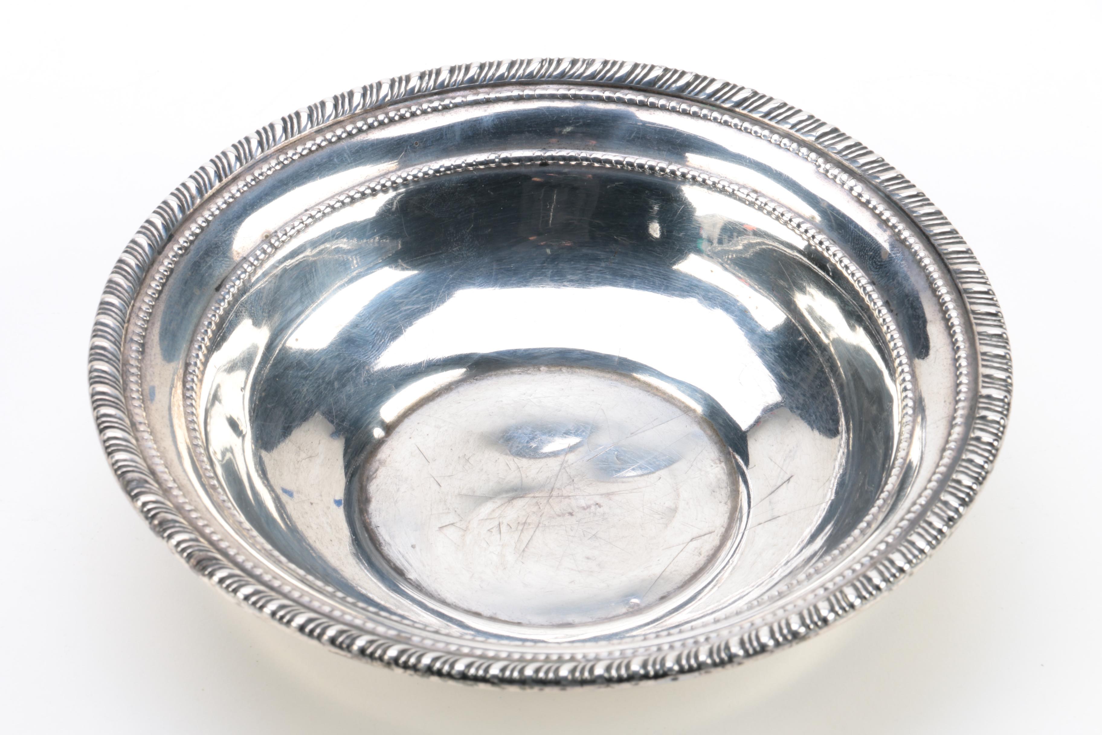 Ellmore Silver Co. Sterling Bowl and Weighted Egg-and-Dart Rim Sterling Compote