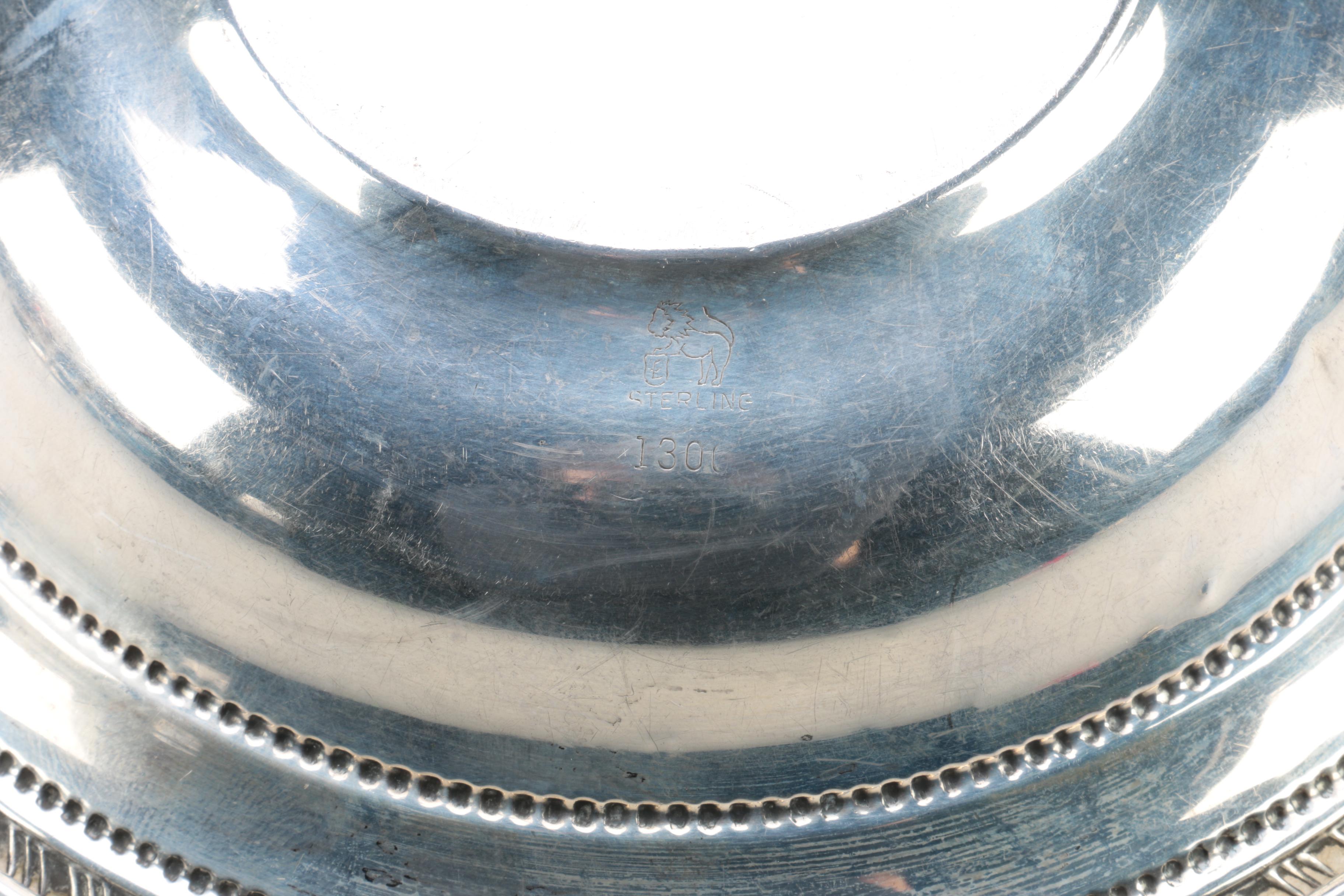 Ellmore Silver Co. Sterling Bowl and Weighted Egg-and-Dart Rim Sterling Compote