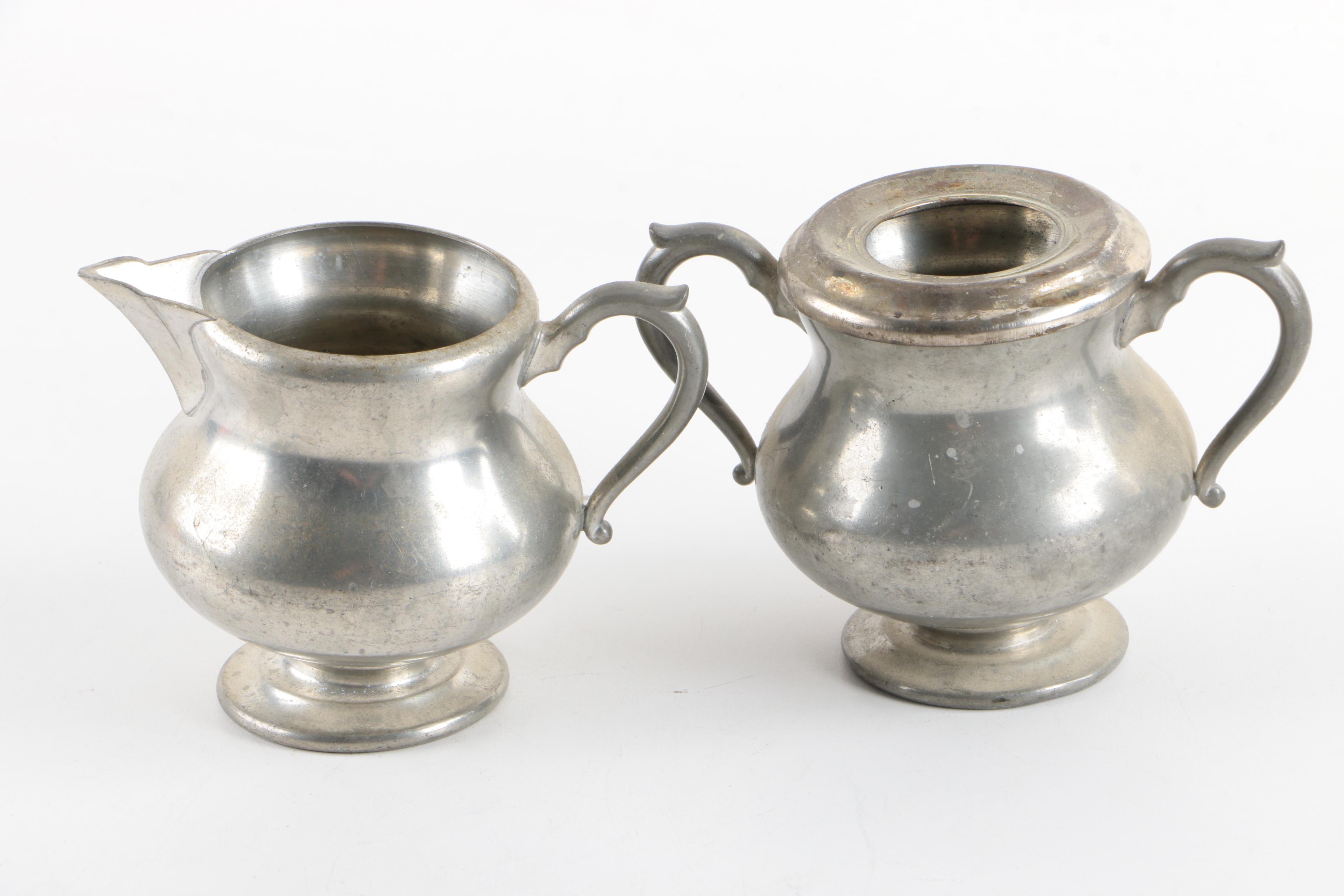 Royal Holland Pewter Creamer and Sugar with Assorted Candle Holders