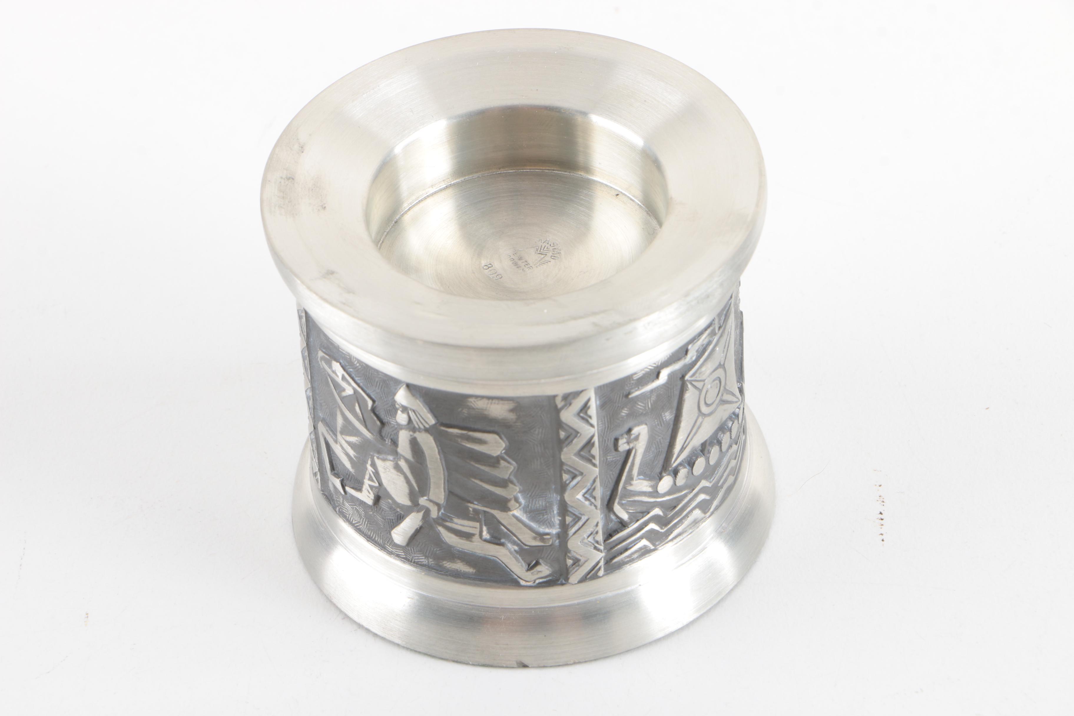 Royal Holland Pewter Creamer and Sugar with Assorted Candle Holders