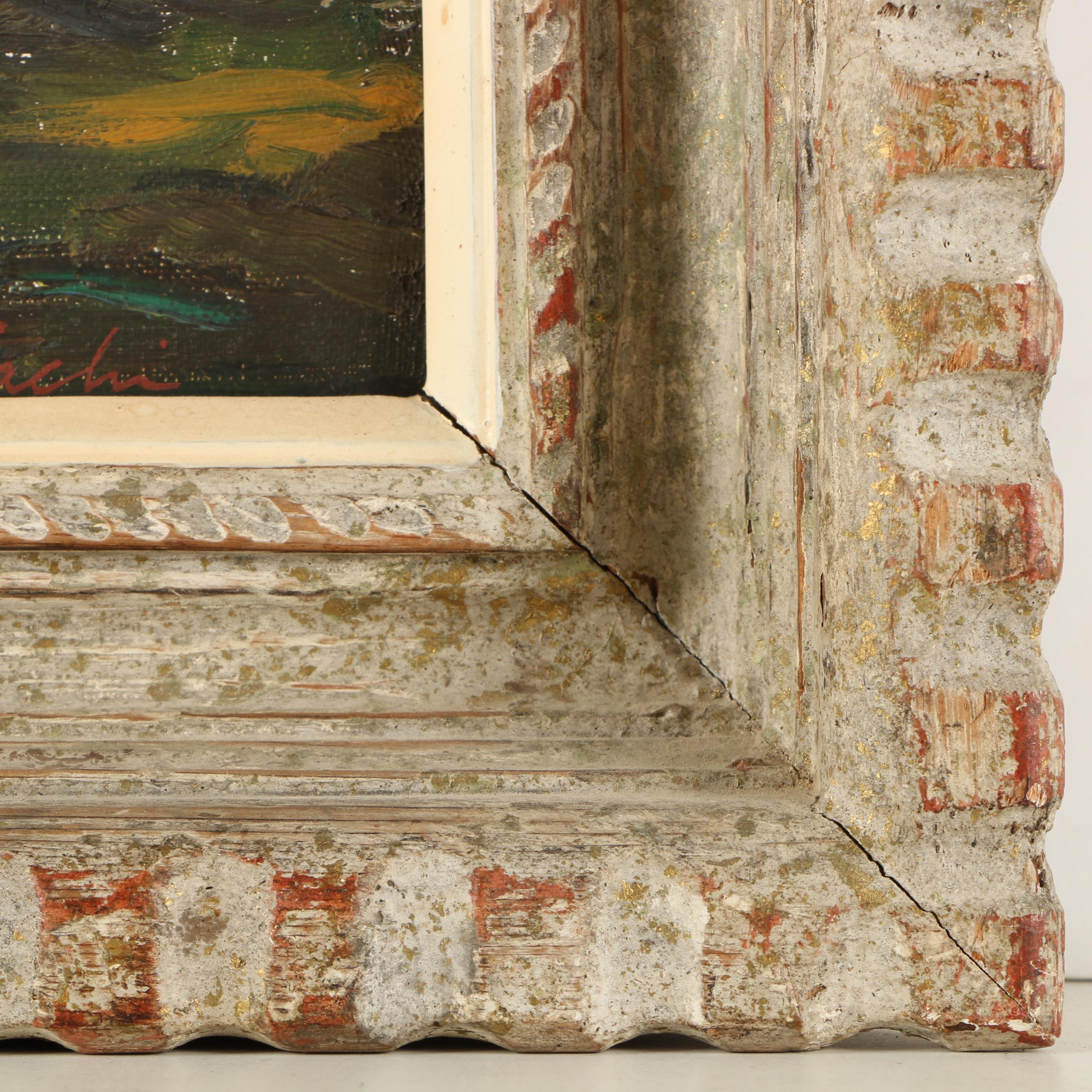 S. Tachi Oil Painting of a Waterfront Landscape