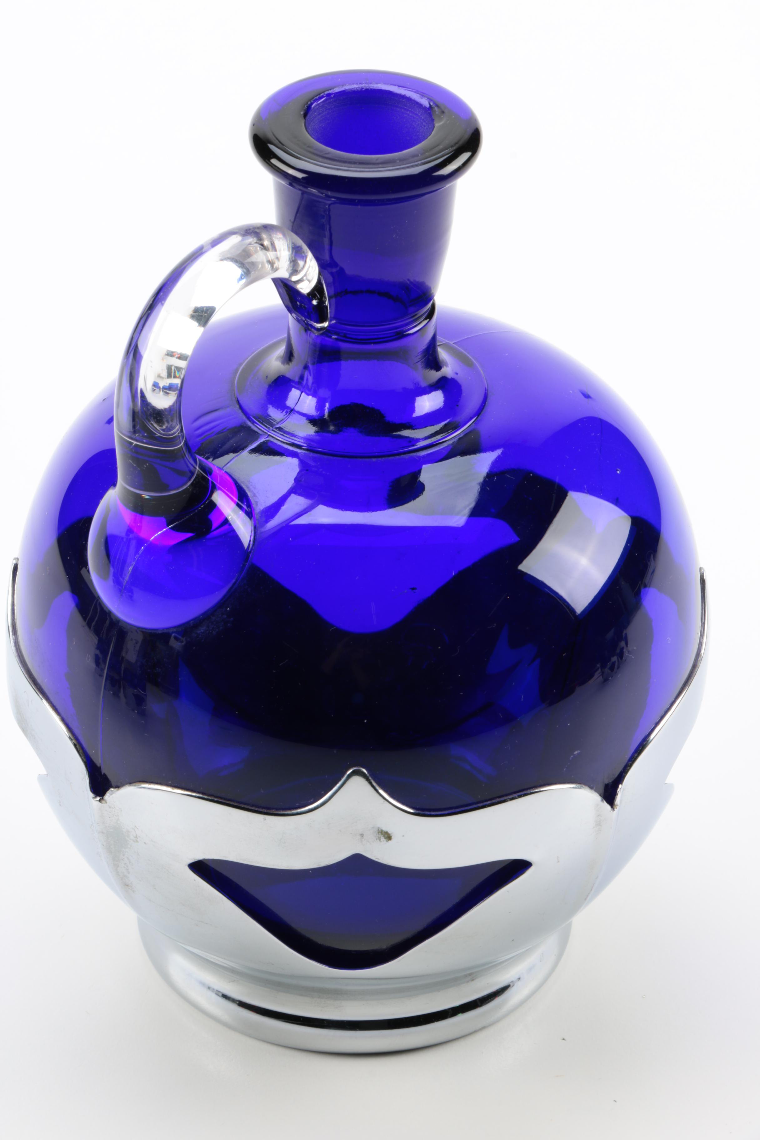 Farber Bros. and Cambridge Glass Cobalt Blue Decanter Set