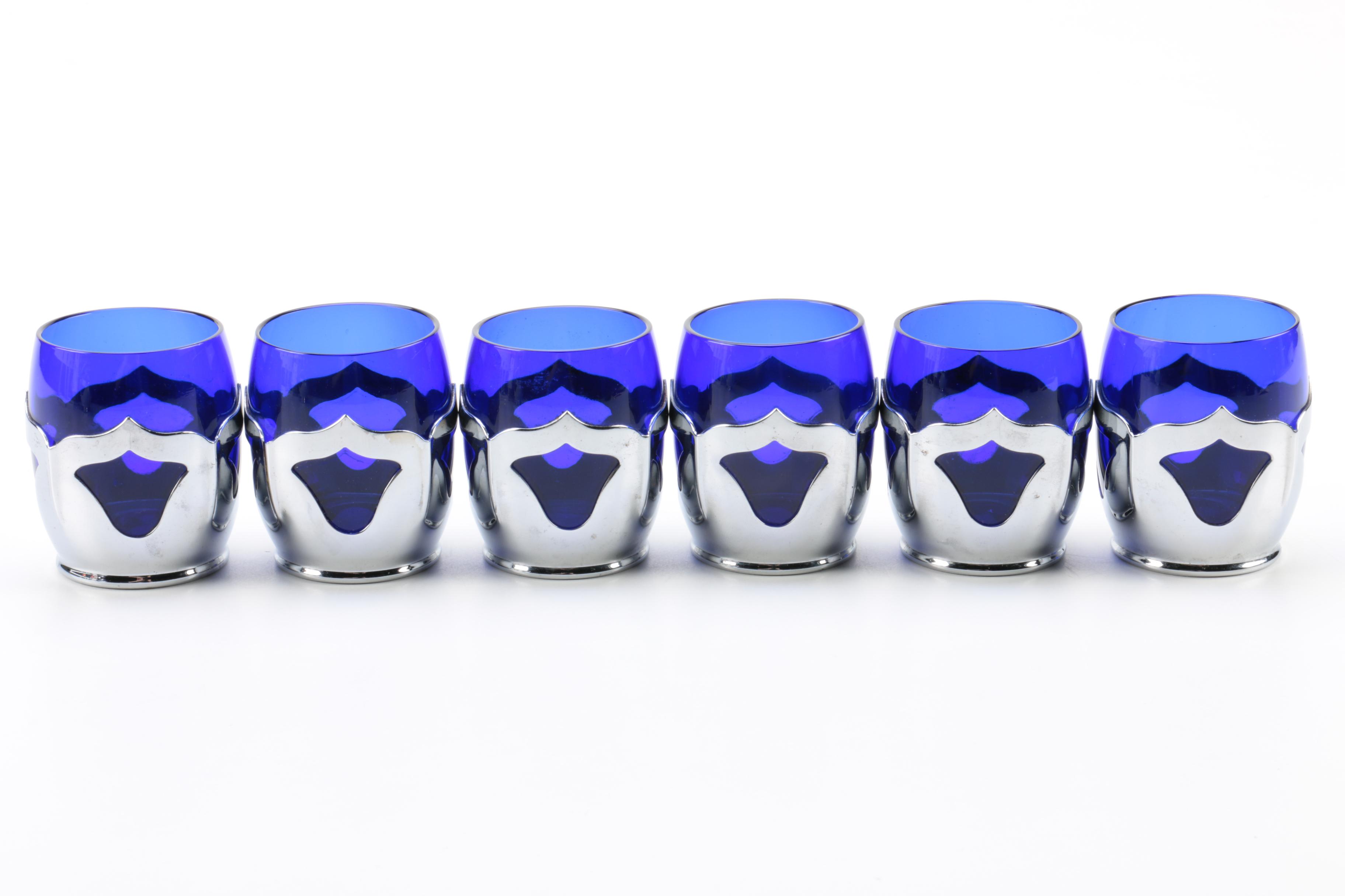 Farber Bros. and Cambridge Glass Cobalt Blue Decanter Set