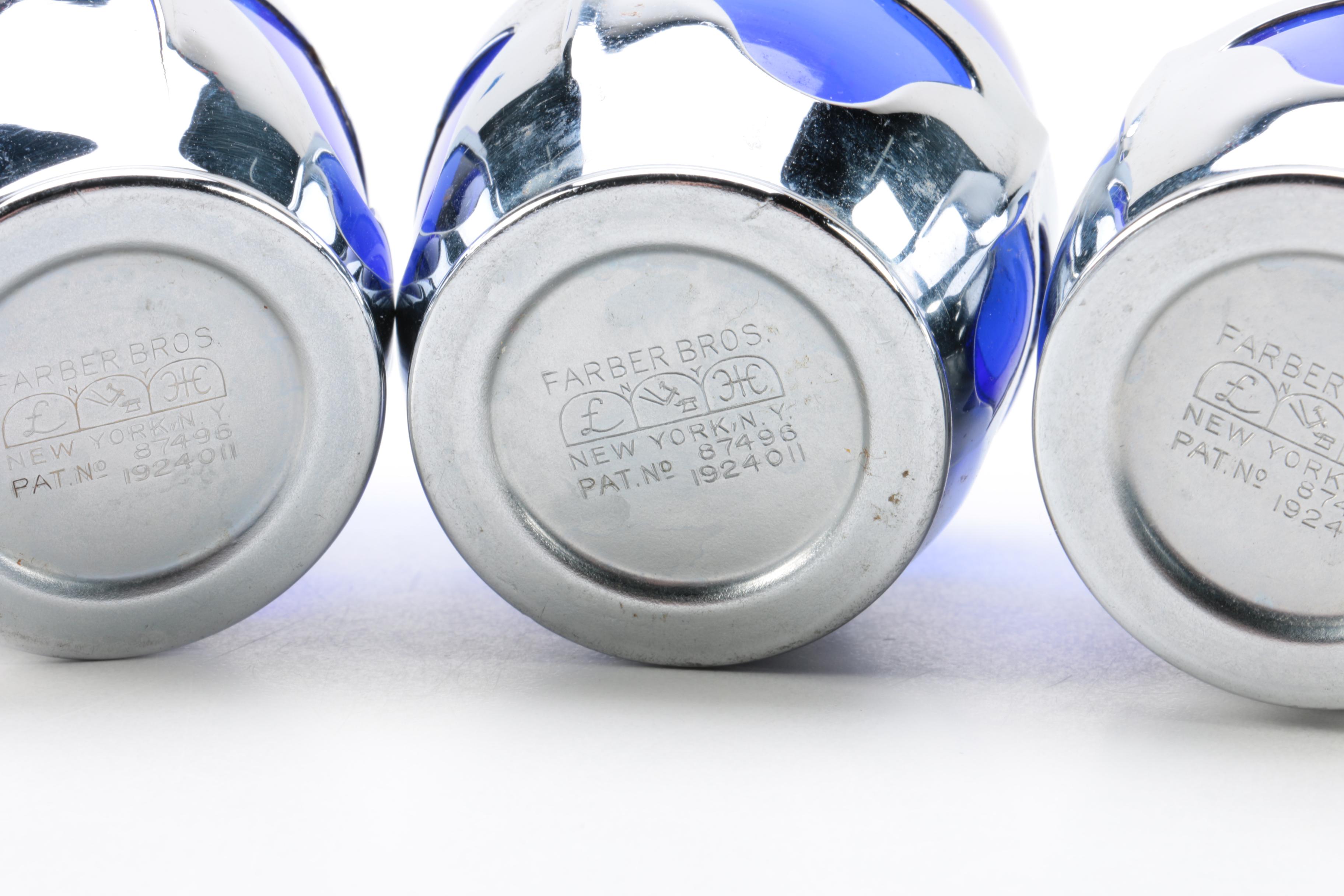 Farber Bros. and Cambridge Glass Cobalt Blue Decanter Set