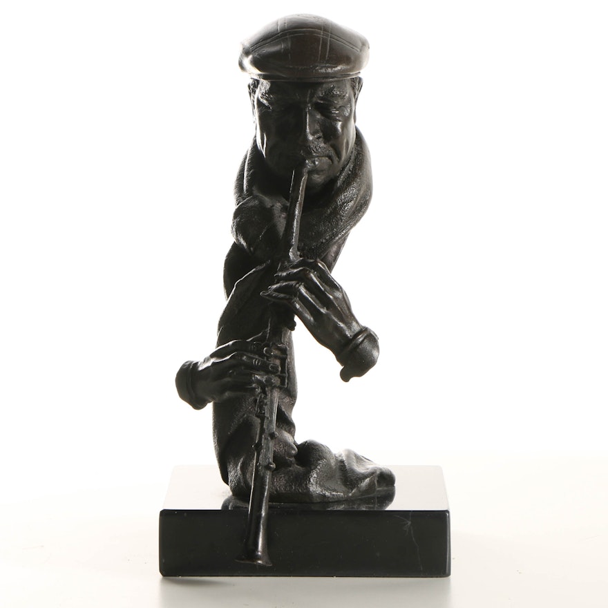 Brass Sculpture of Clarinet Player After Pino