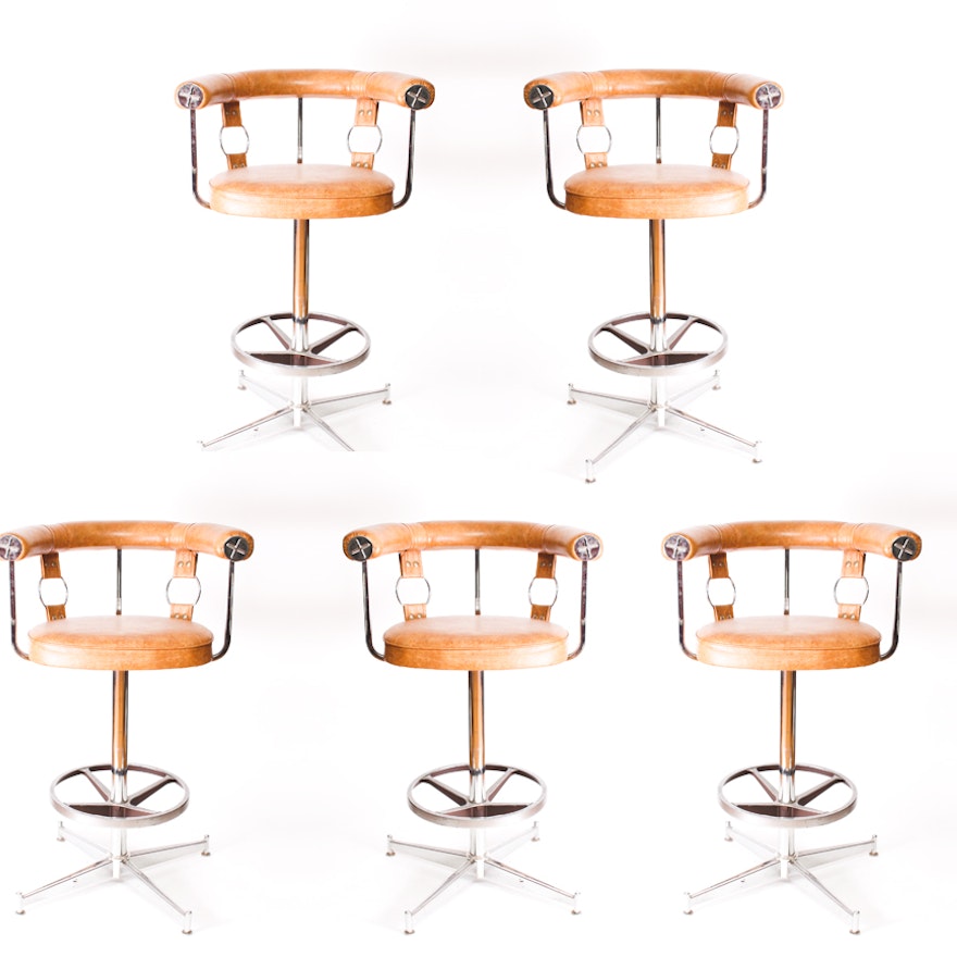 Vintage Mid Century Modern Swivel Bar Stools by Daystrom Furniture