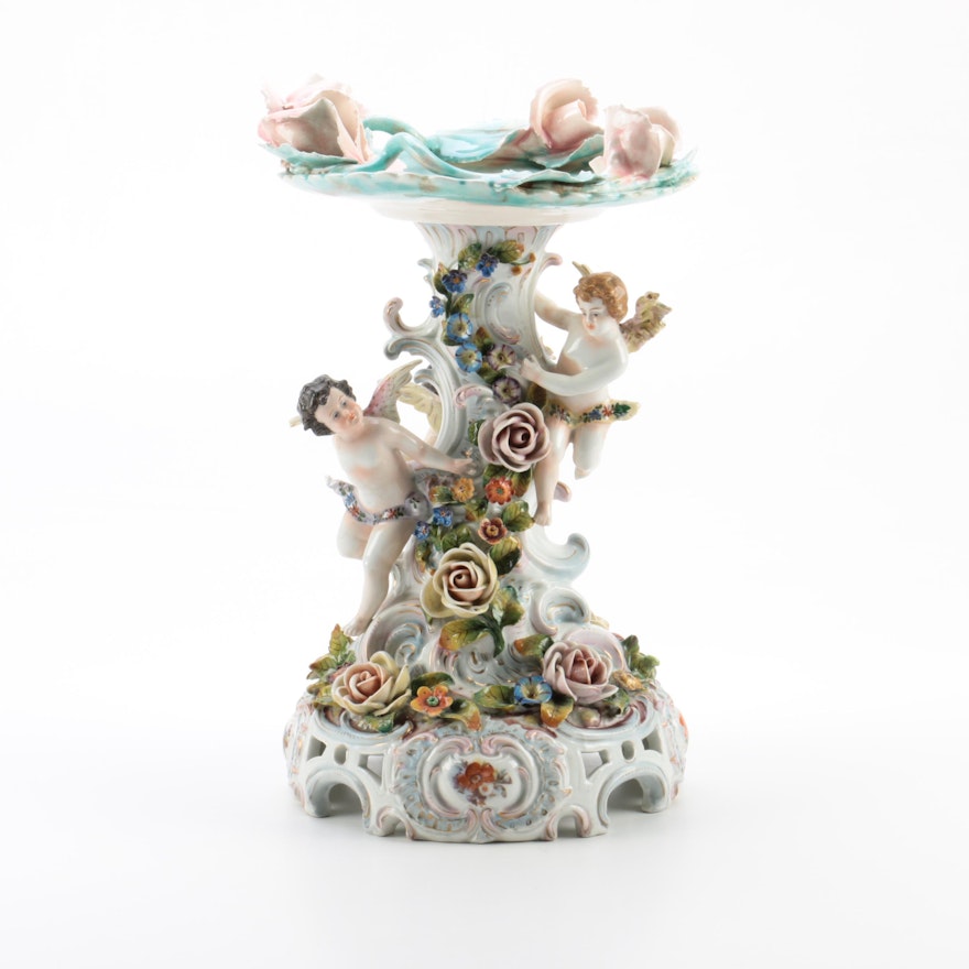 Ornate Floral Motif Porcelain Candle Holder